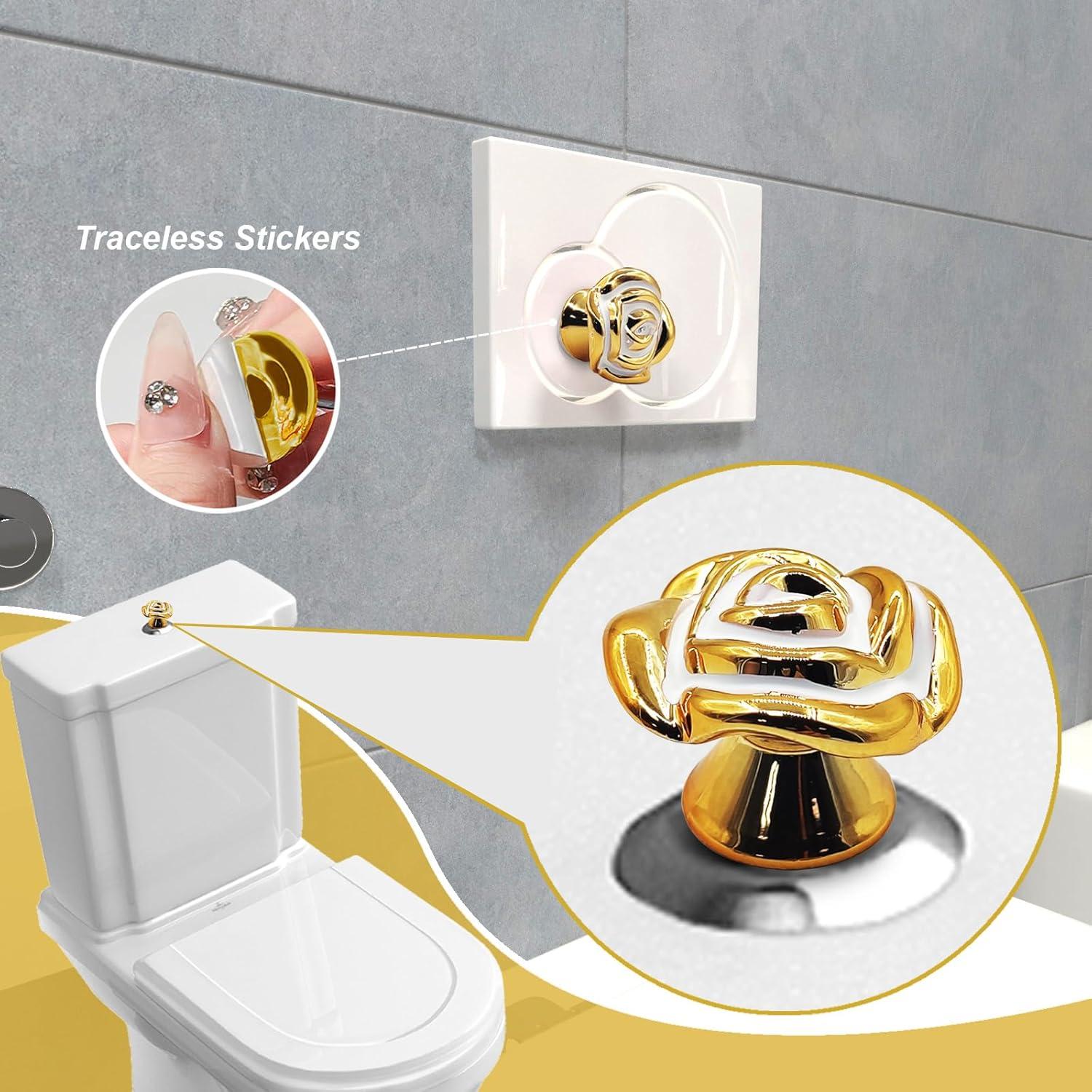 4 Piezas Botón de Tanque de Inodoro Oro XQIGI - Accesorio Decorativo