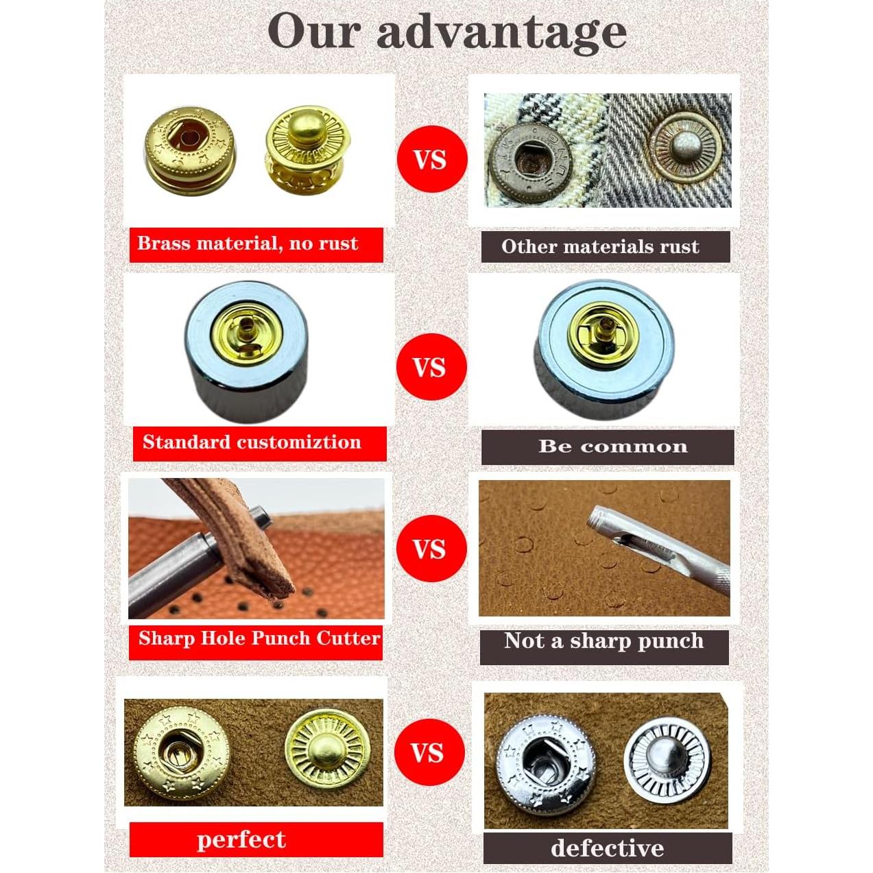 Kit de broches de presión YIHOPPL 12.5mm/15mm latón 26 juegos