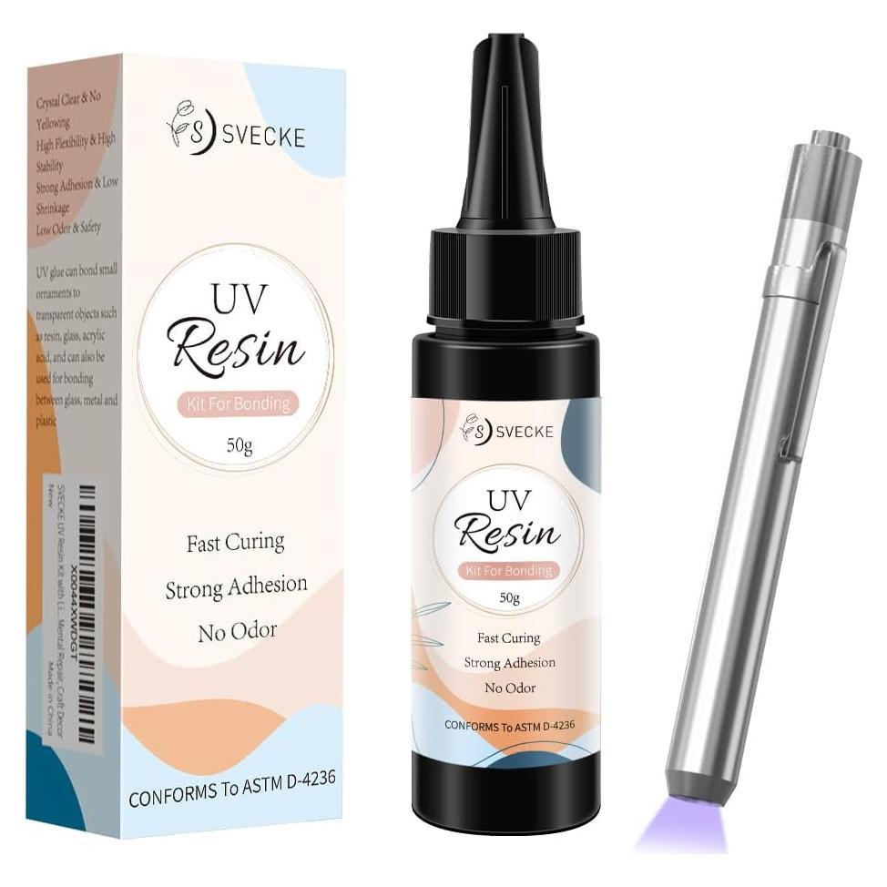 Kit de Resina UV SVECKE 50g con Linterna, Secado Rápido