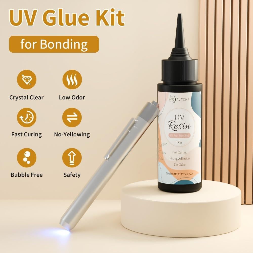 Kit de Resina UV SVECKE 50g con Linterna, Secado Rápido