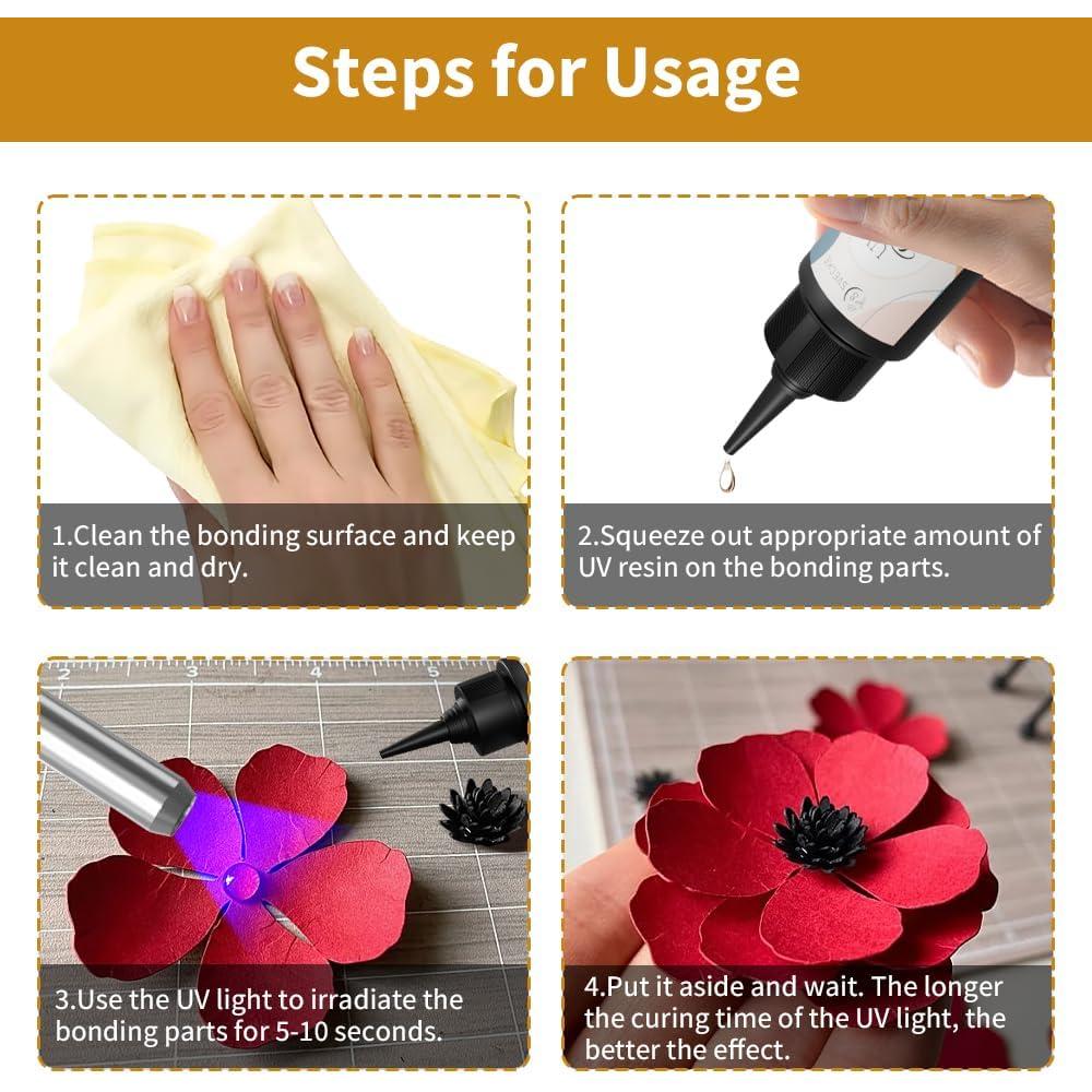 Kit de Resina UV SVECKE 50g con Linterna, Secado Rápido