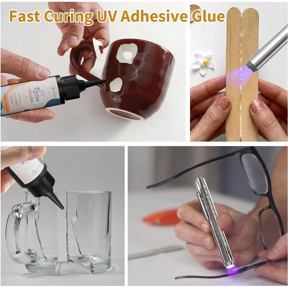 Kit de Resina UV SVECKE 50g con Linterna, Secado Rápido