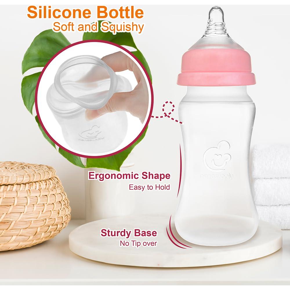Botellas de Silicona Nenesupply 8oz Anticólicos para Bebés