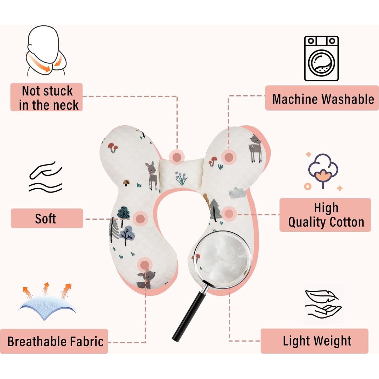 Almohada de Viaje para Bebés Blublu Park - Soporte Suave 28x25 cm