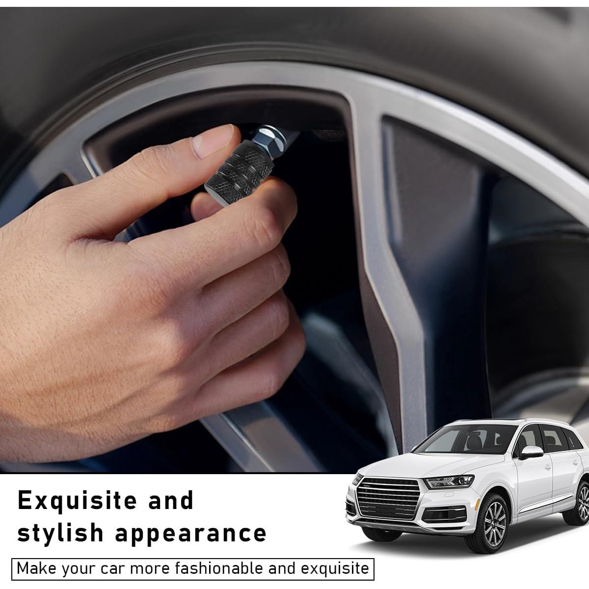 5 Tapones de Válvula de Neumático de Coche Povtii Negro