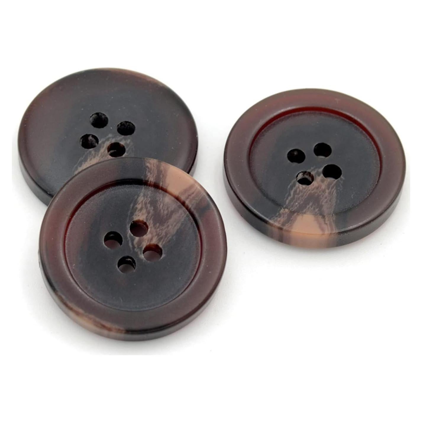 20 Botones Redondos de Resina Vingol 15mm 4 Agujeros Marrón