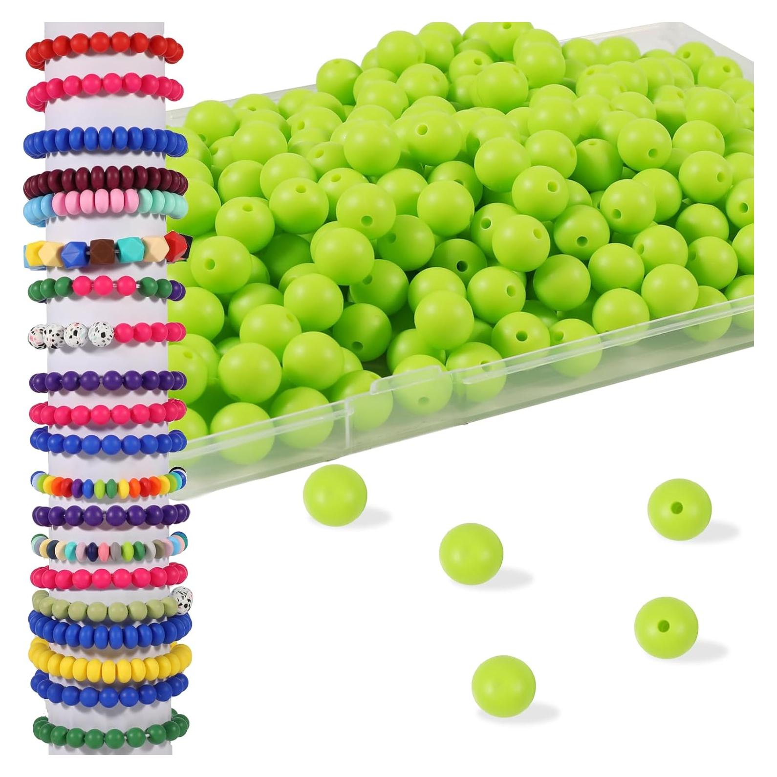 200 Perlas de Silicona Redondas 12mm Aoughthee Verde Manzana