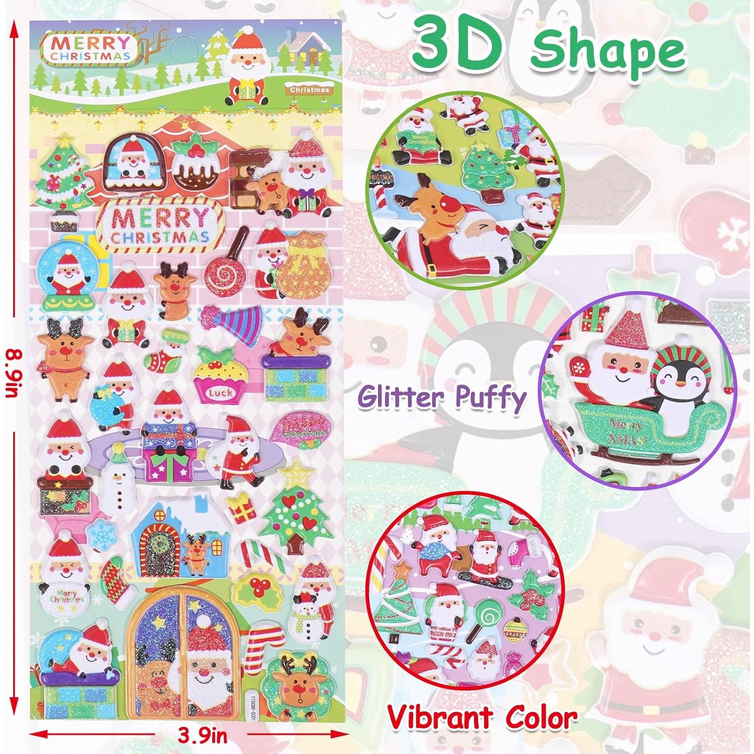 Pegatinas Esponjosas de Navidad SHANGRLA 3D - 8 Hojas Brillantes