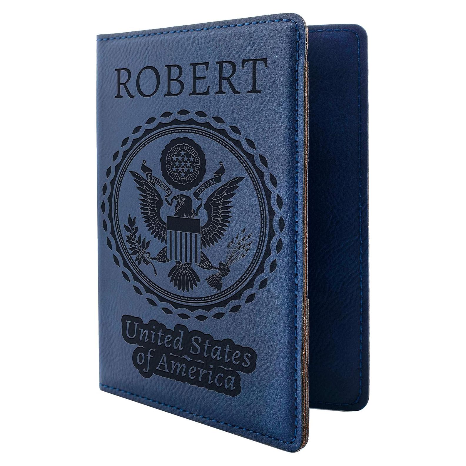 Portapasaportes Personalizado P Lab - Funda de Cuero Sintético Azul