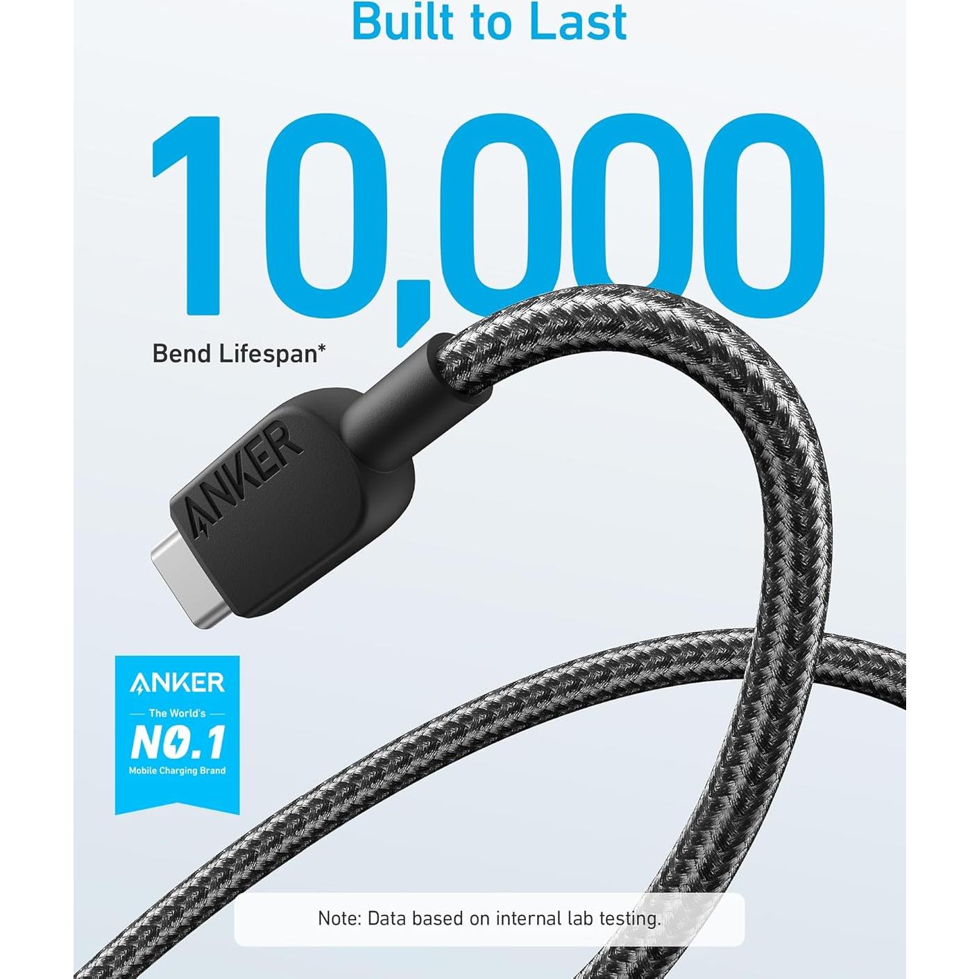 Cable USB A a USB C Anker 0.91 m - Paquete de 2, Negro