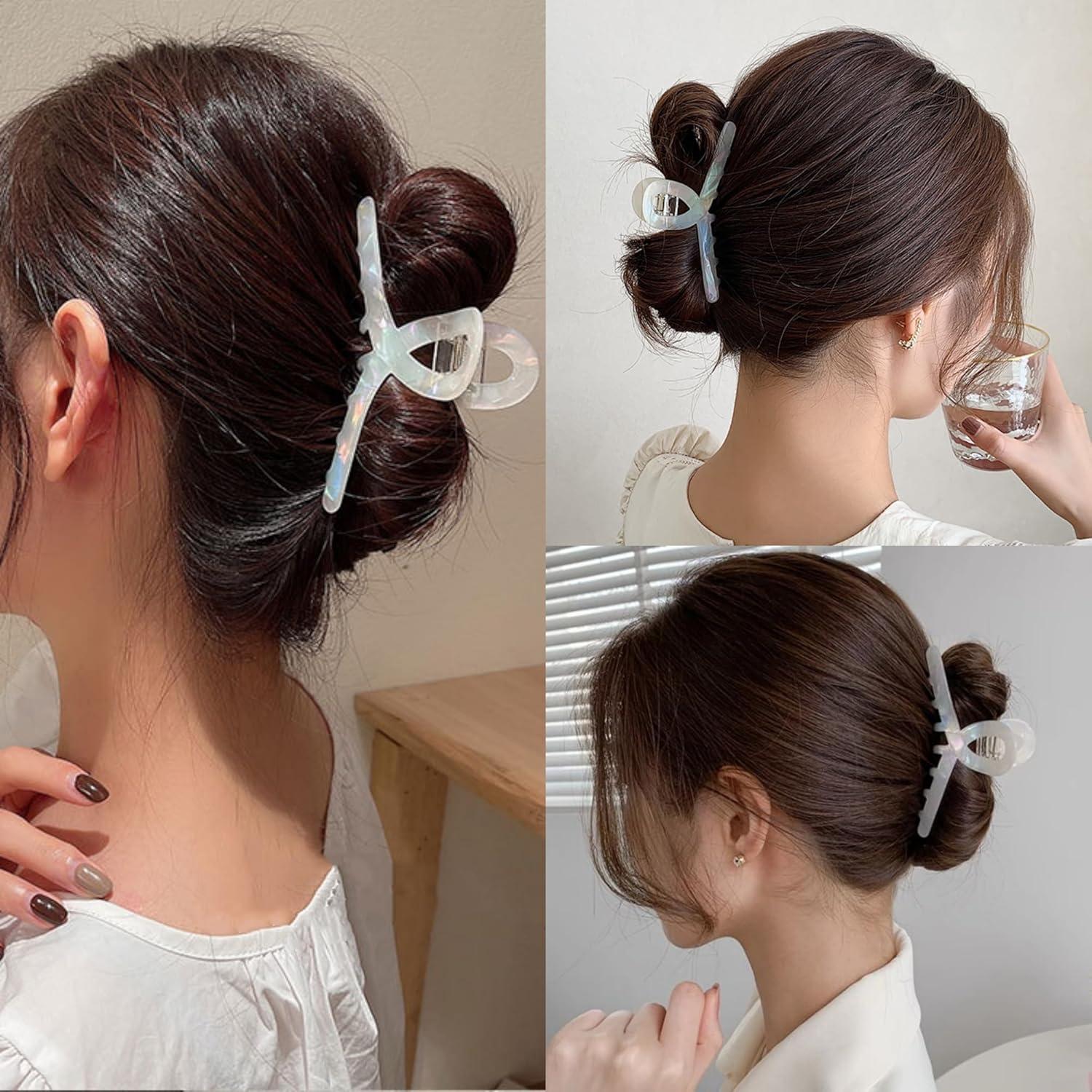 Pinzas para el cabello Textention de acetato de celulosa 10.67 cm - Paquete de 3