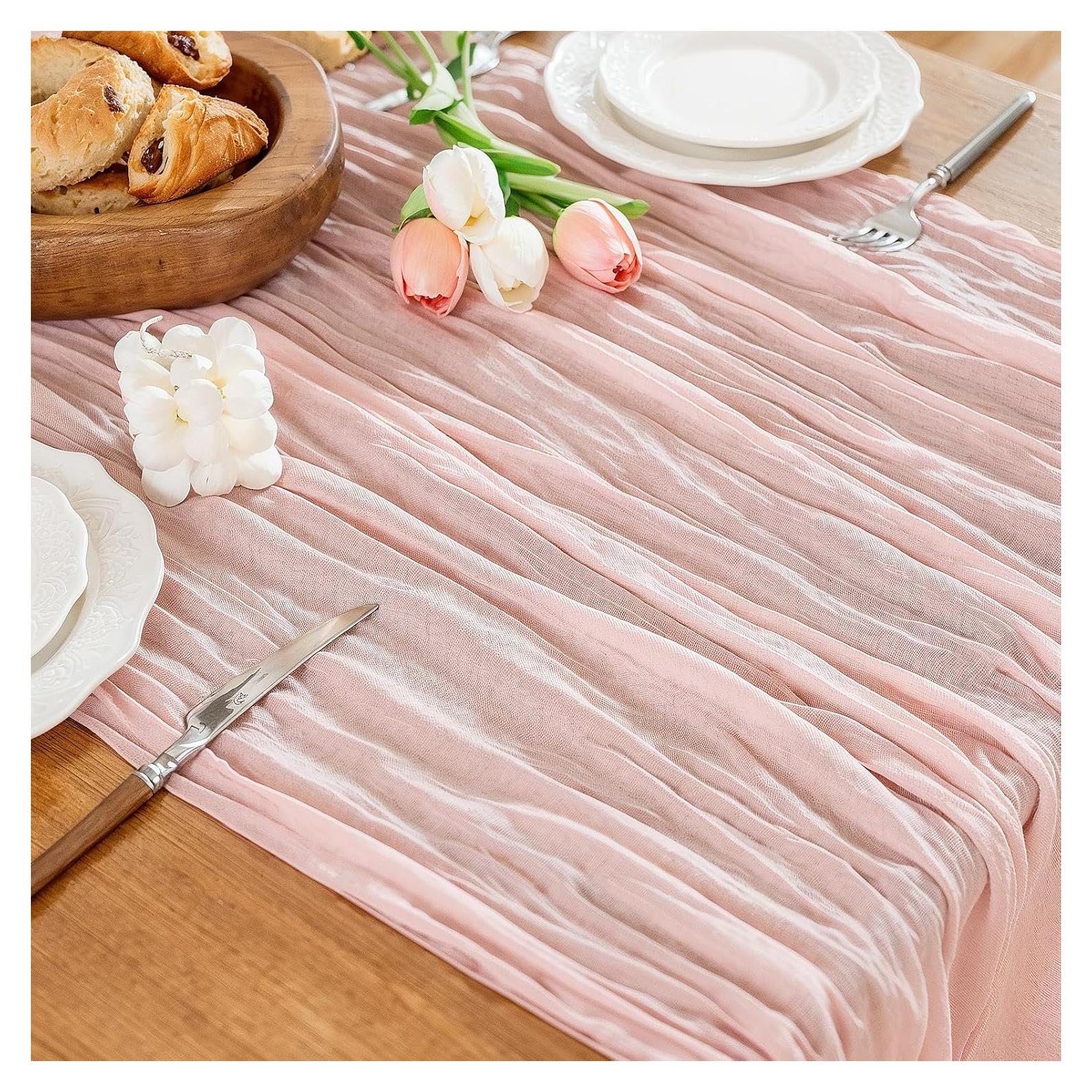 Caminito de Mesa de Gasa Rosa Polvoriento 3m HOMEBROS