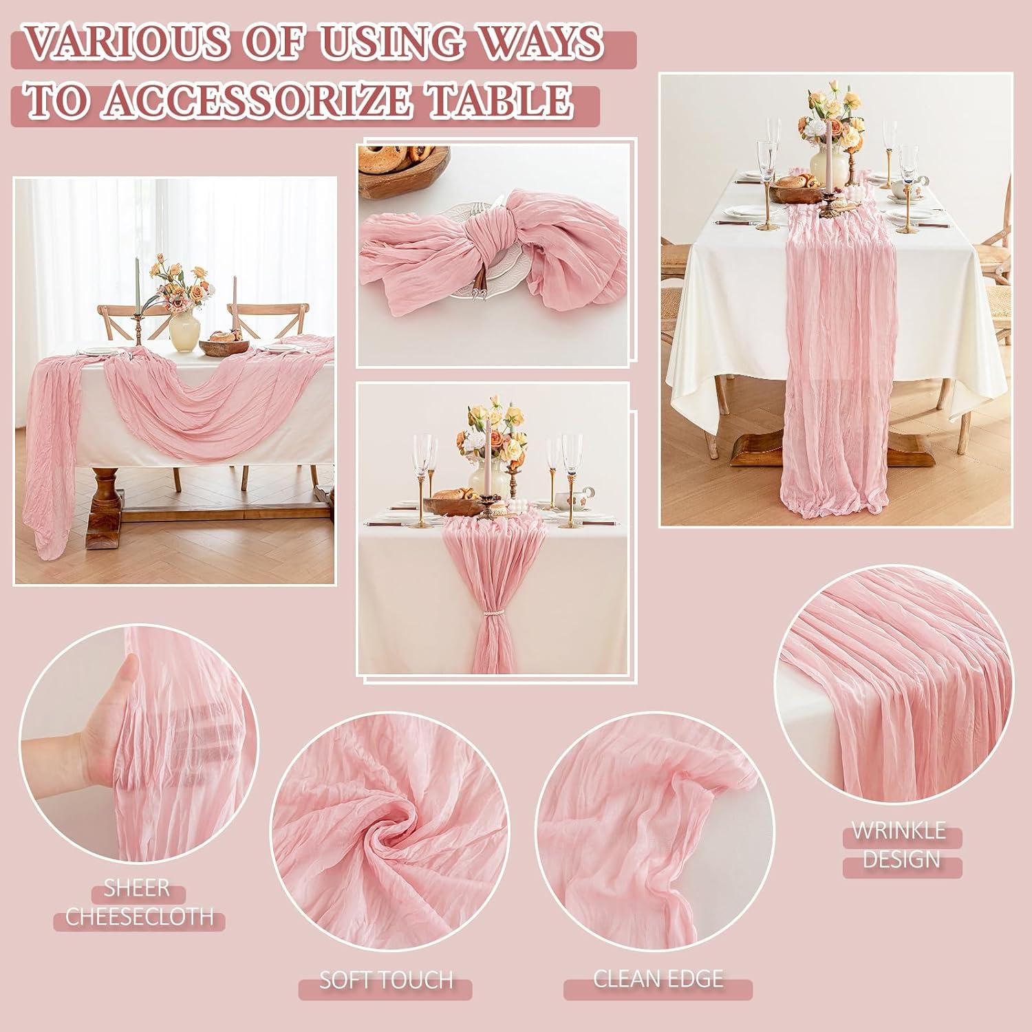 Caminito de Mesa de Gasa Rosa Polvoriento 3m HOMEBROS