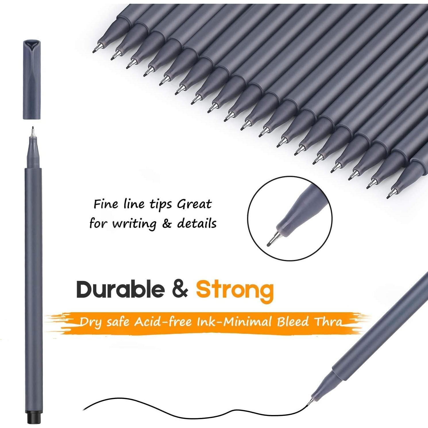 Bolígrafos iBayam 0.38mm Punta Fina Tinta Negra - Paquete 18