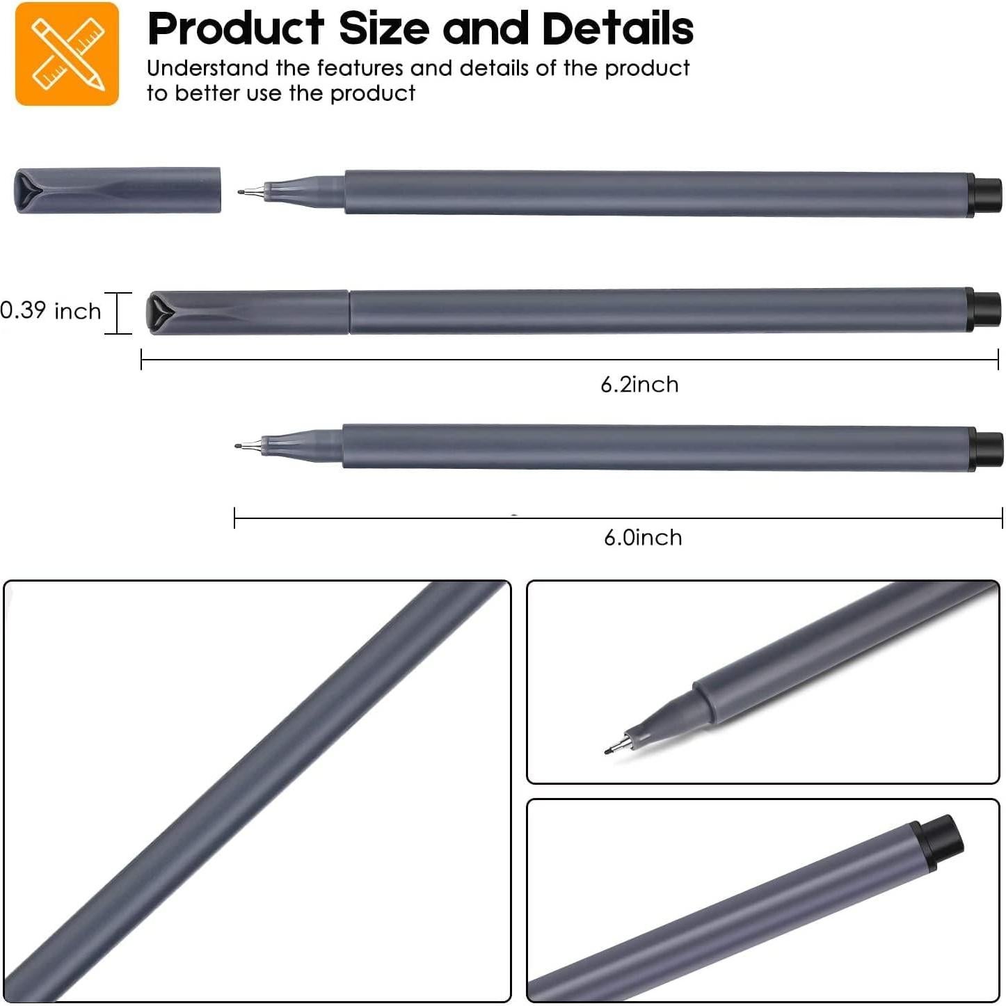 Bolígrafos iBayam 0.38mm Punta Fina Tinta Negra - Paquete 18