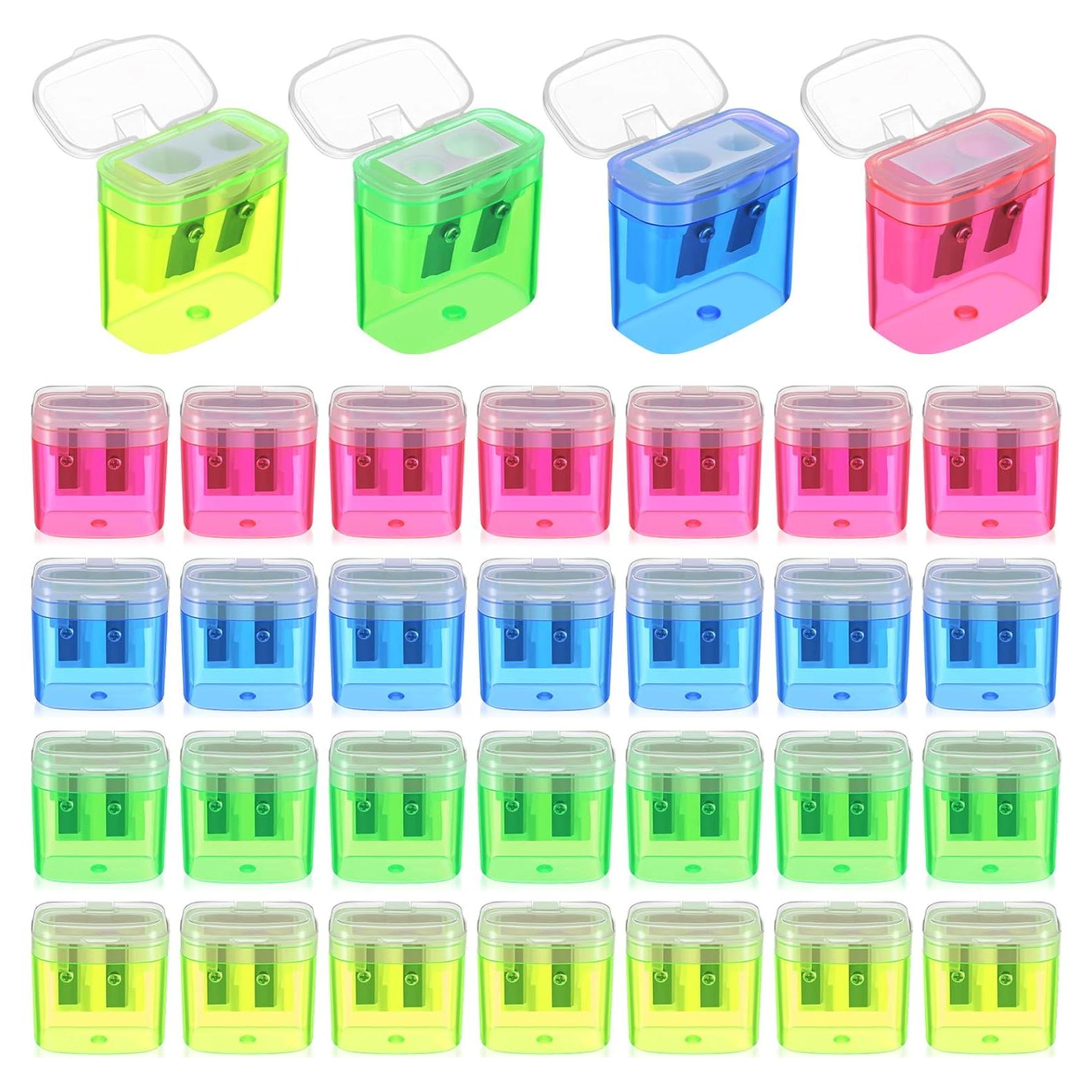 12 Sacapuntas Manuales Lincia Doble Orificio Colores Variados