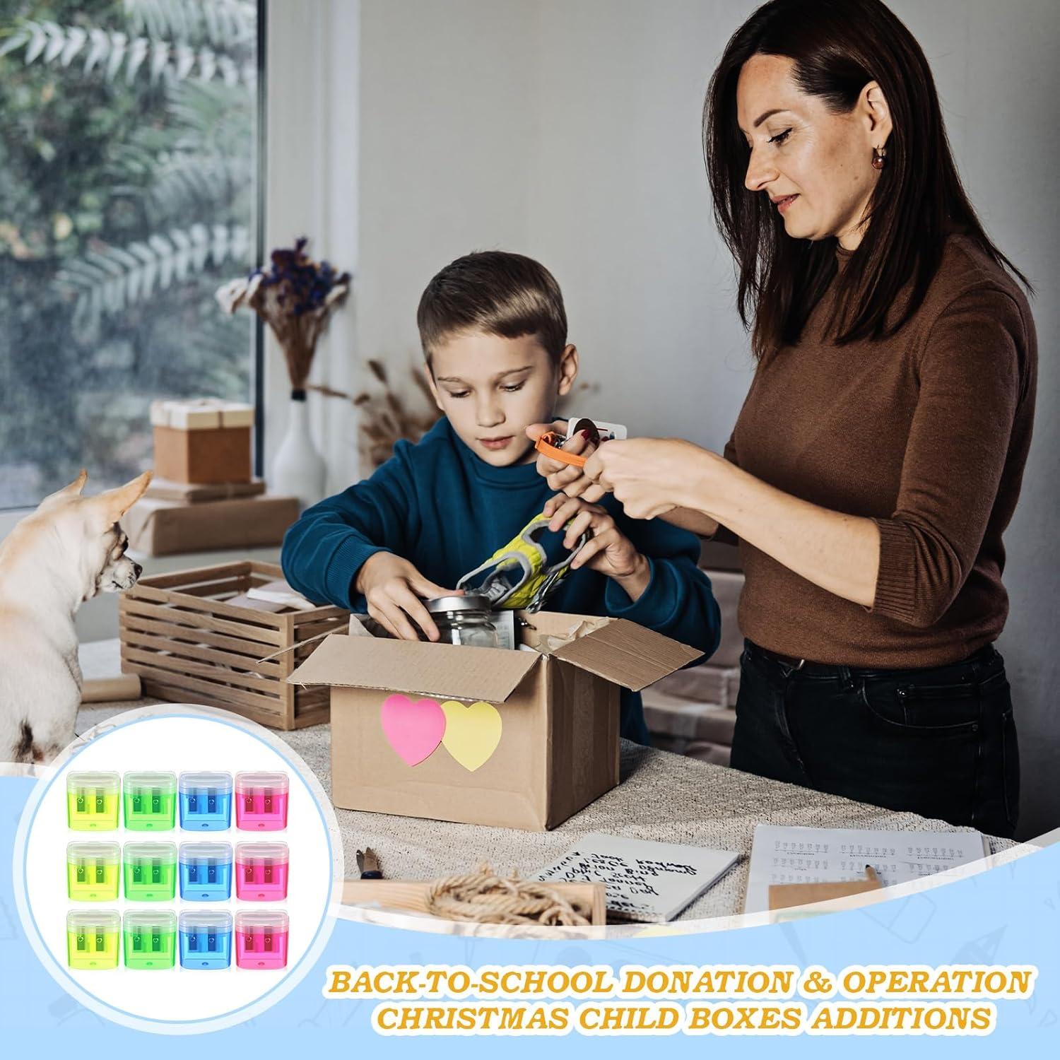 12 Sacapuntas Manuales Lincia Doble Orificio Colores Variados