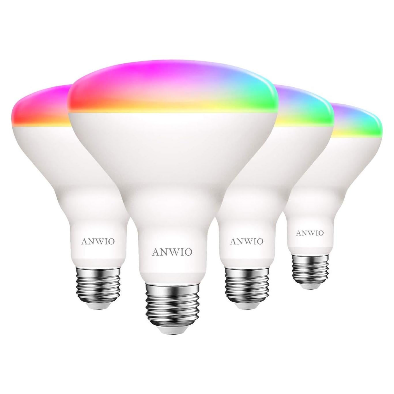 Bombilla Inteligente ANWIO BR30 RGB E26 13W Paquete de 4