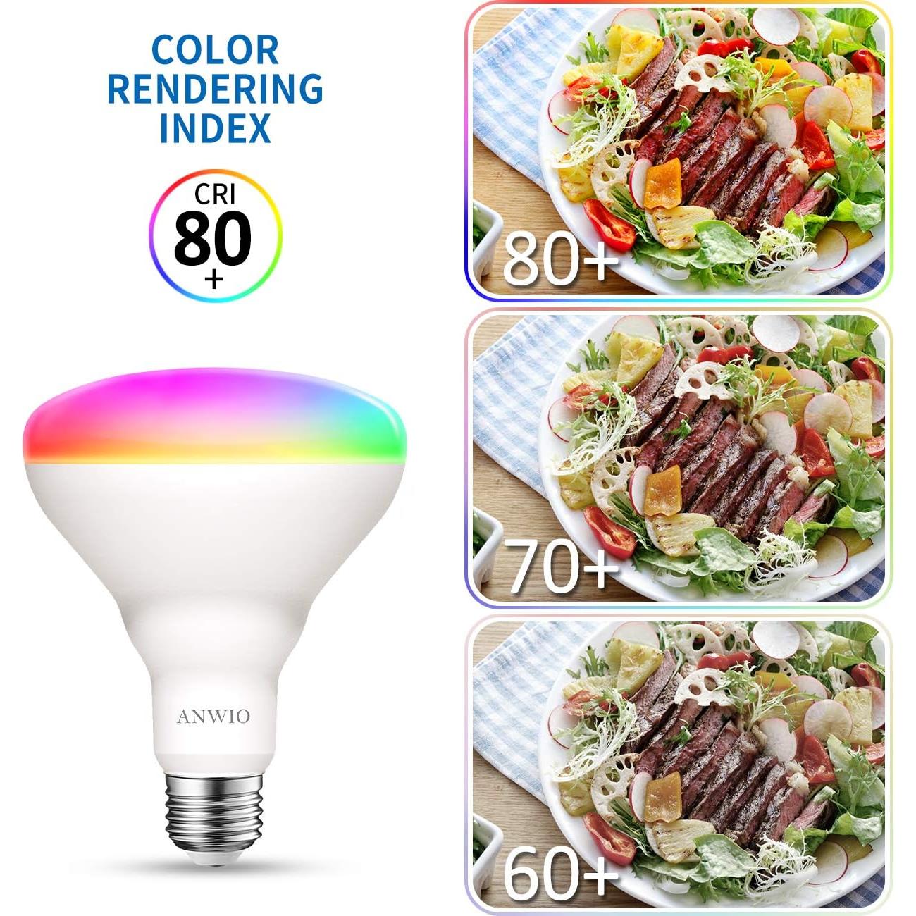 Bombilla Inteligente ANWIO BR30 RGB E26 13W Paquete de 4