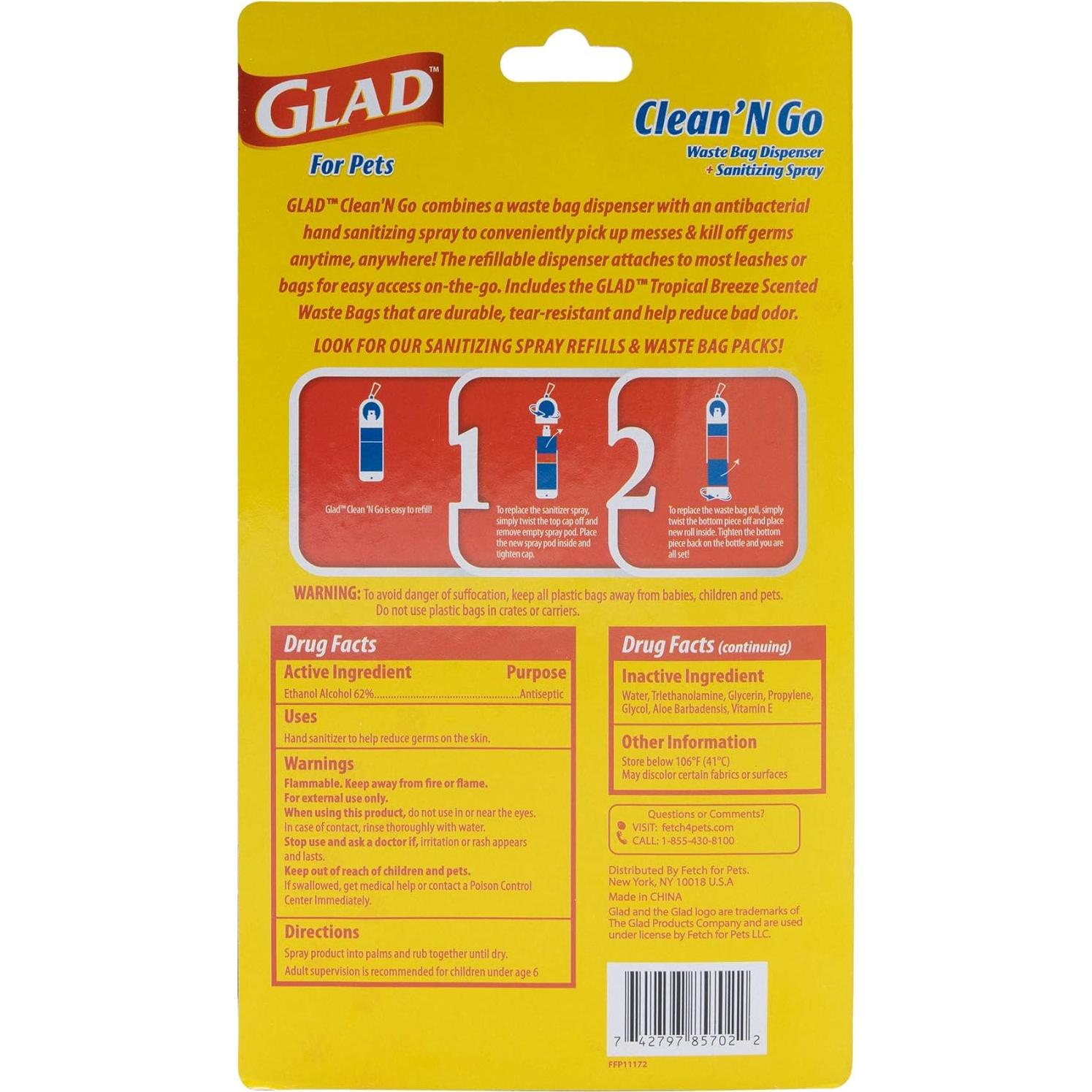 Dispensador de Bolsas de Desechos y Spray Desinfectante Glad for Pets
