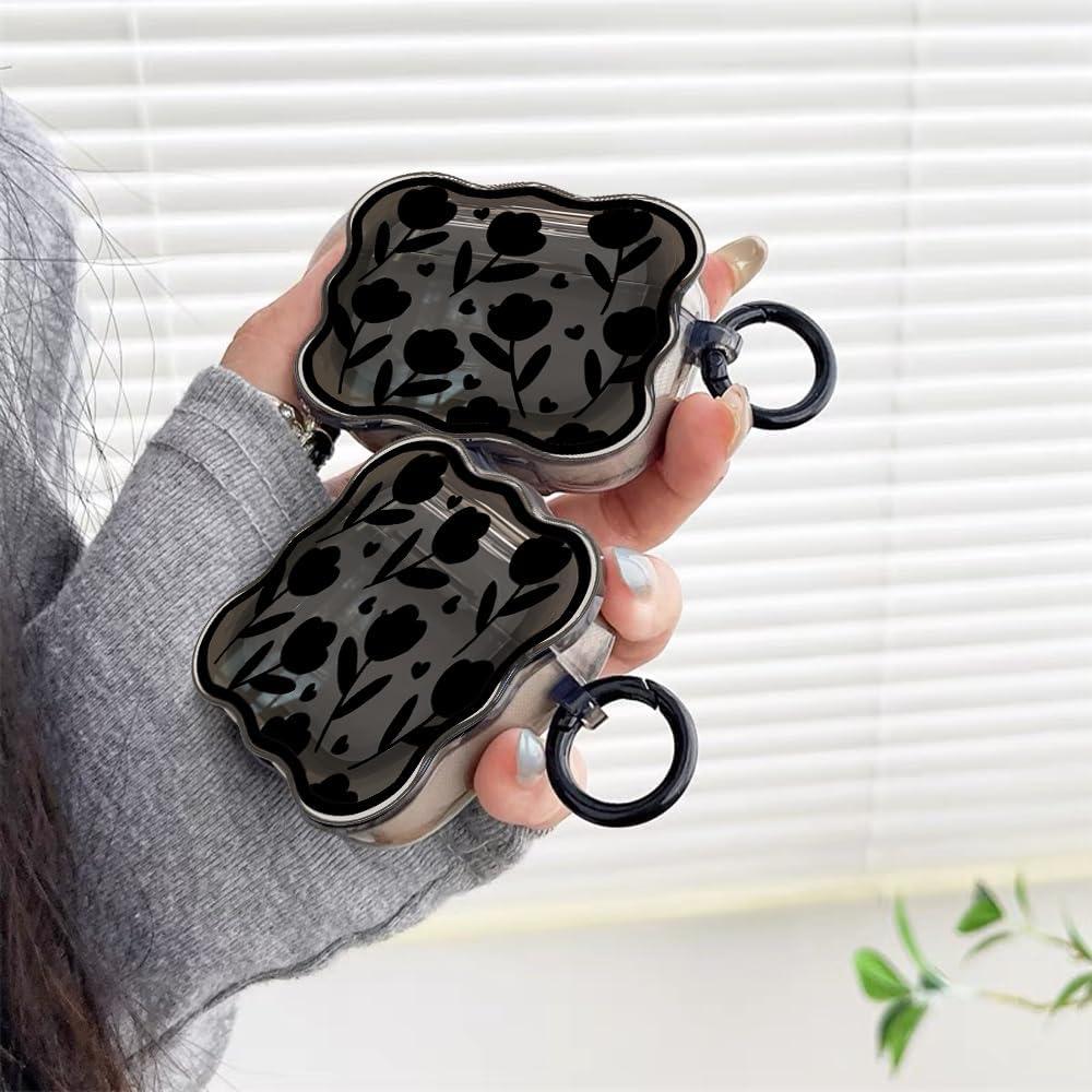 Funda de Silicona para AirPods Pro 2da Generación LALAPOPO Flor Negra
