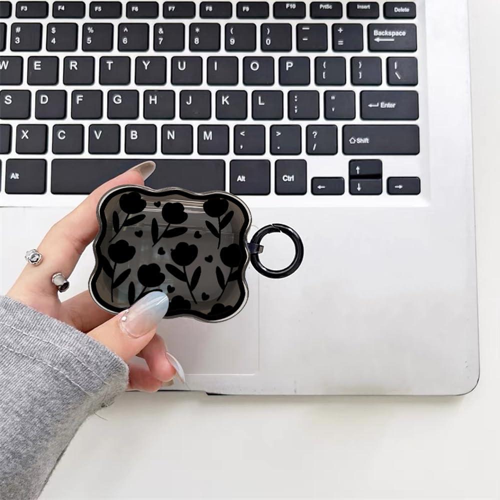 Funda de Silicona para AirPods Pro 2da Generación LALAPOPO Flor Negra