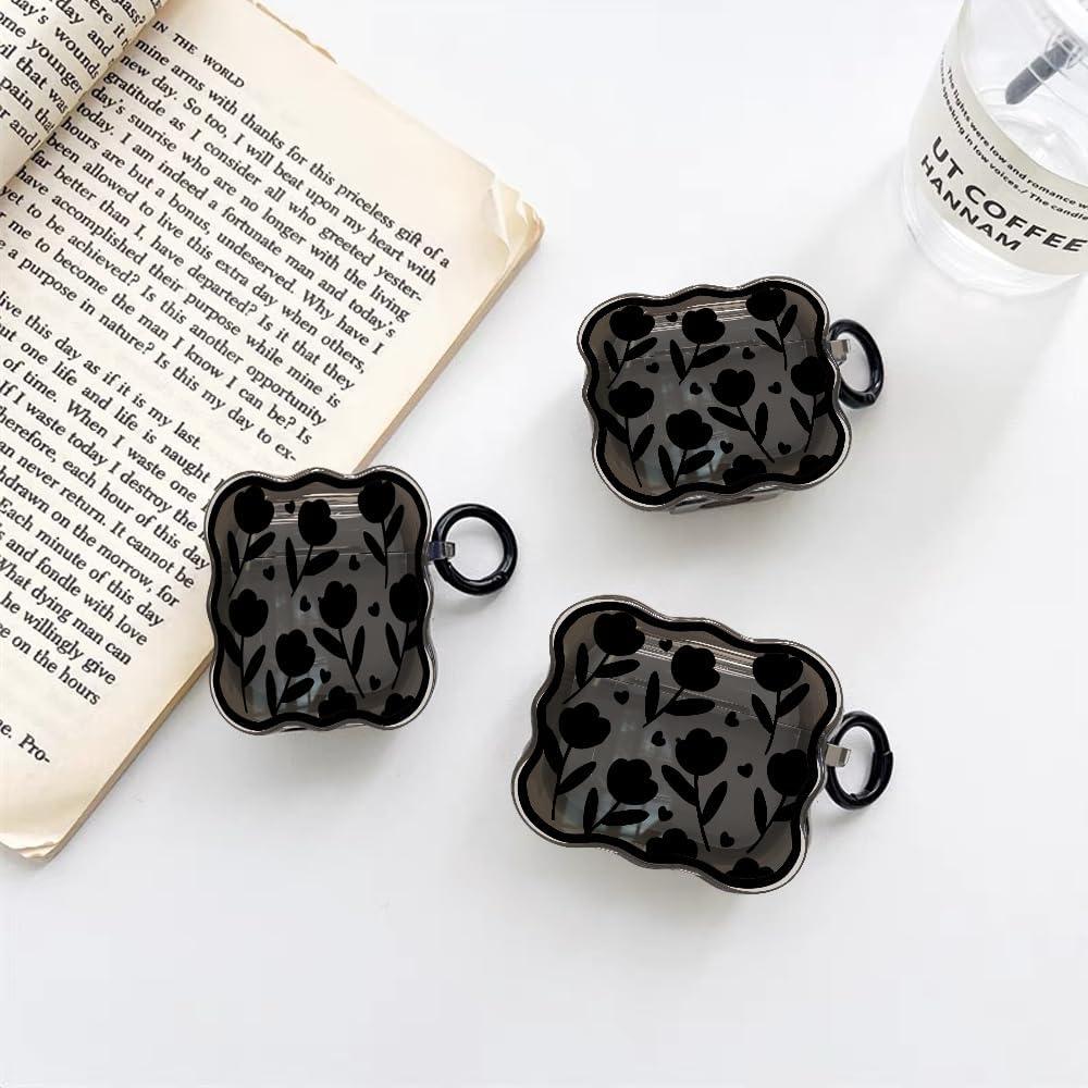 Funda de Silicona para AirPods Pro 2da Generación LALAPOPO Flor Negra