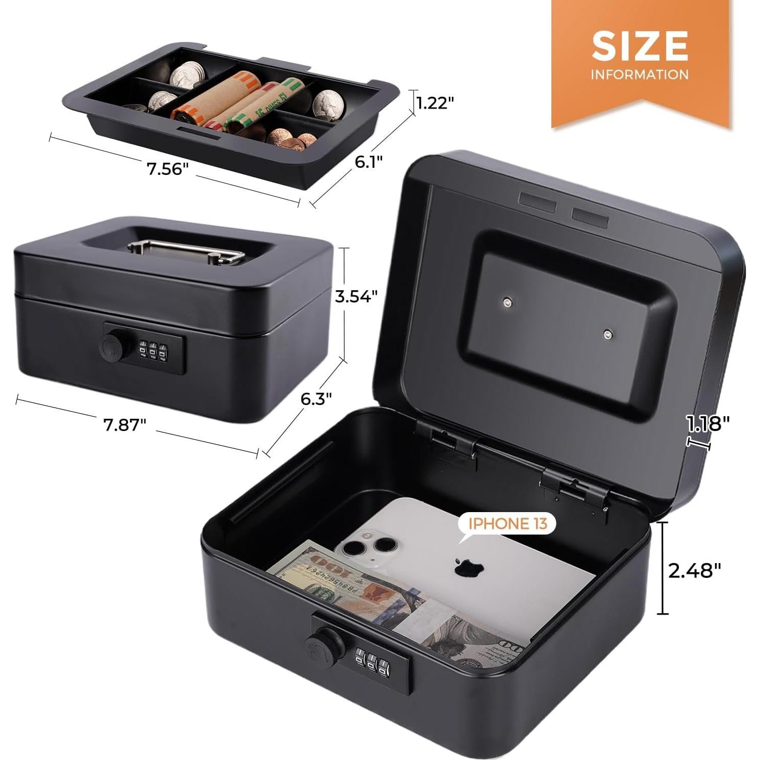 Caja de Dinero Goehiaul Mediana con Cerradura de Combinación 20x16x9cm