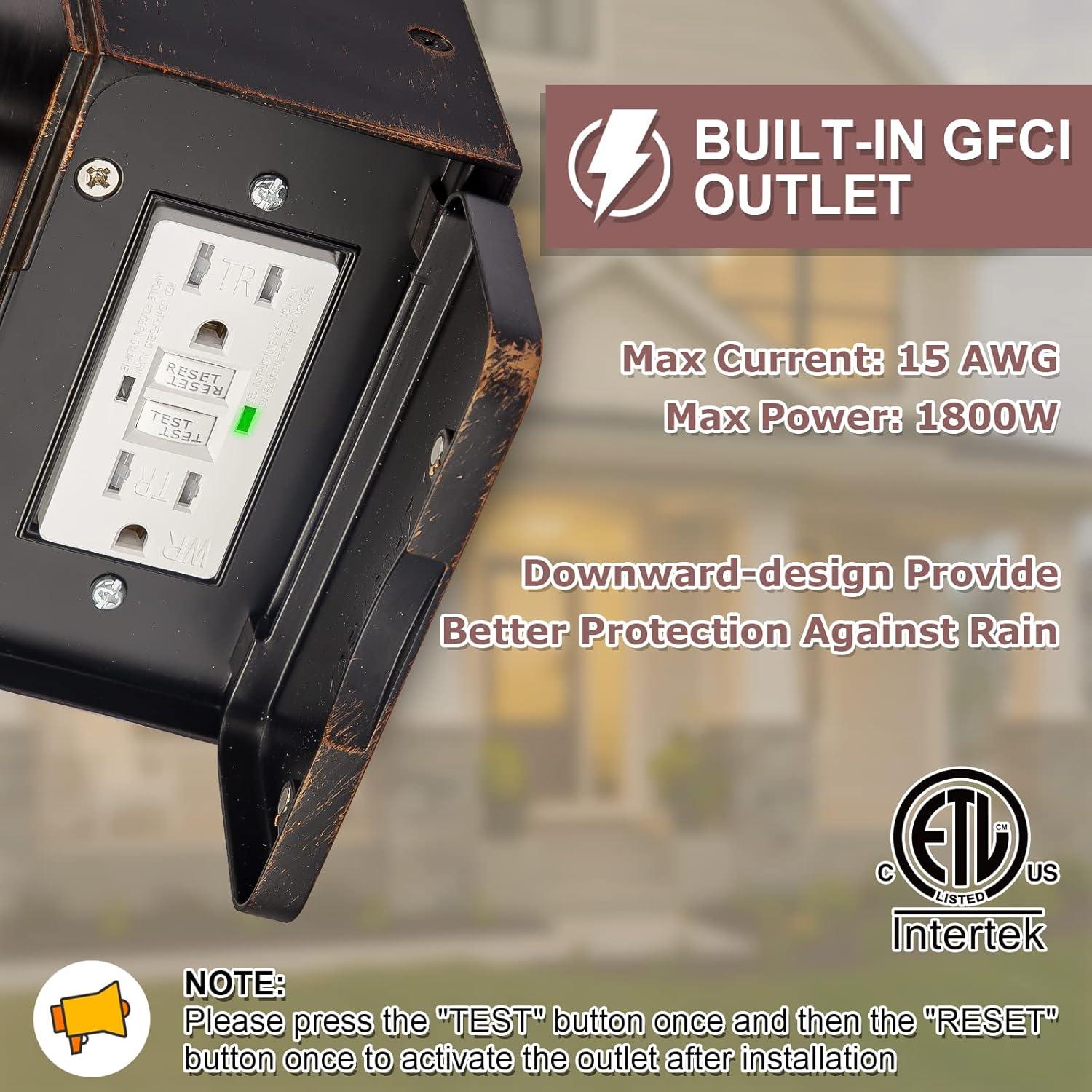 Luz de Pared Exterior FANDBO Dusk to Dawn con Toma GFCI