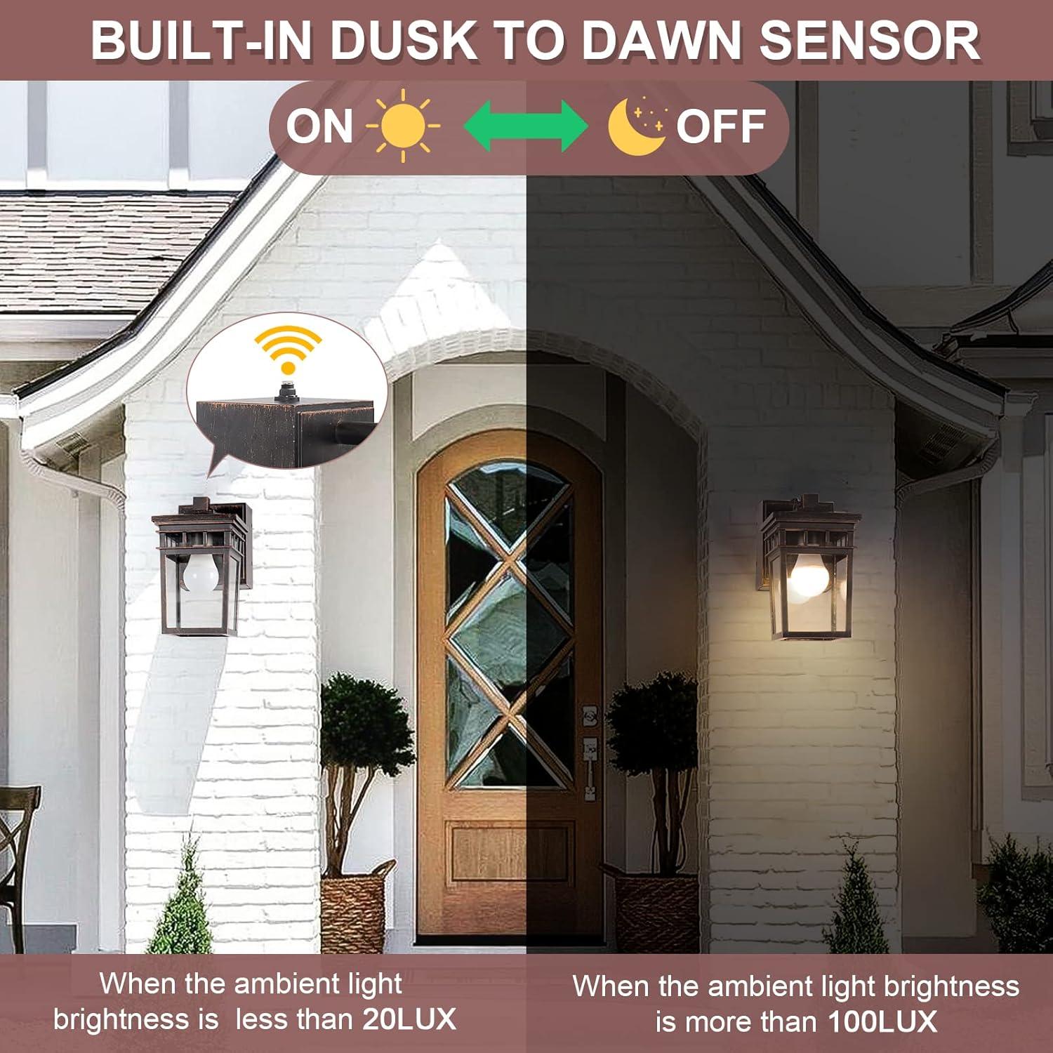 Luz de Pared Exterior FANDBO Dusk to Dawn con Toma GFCI
