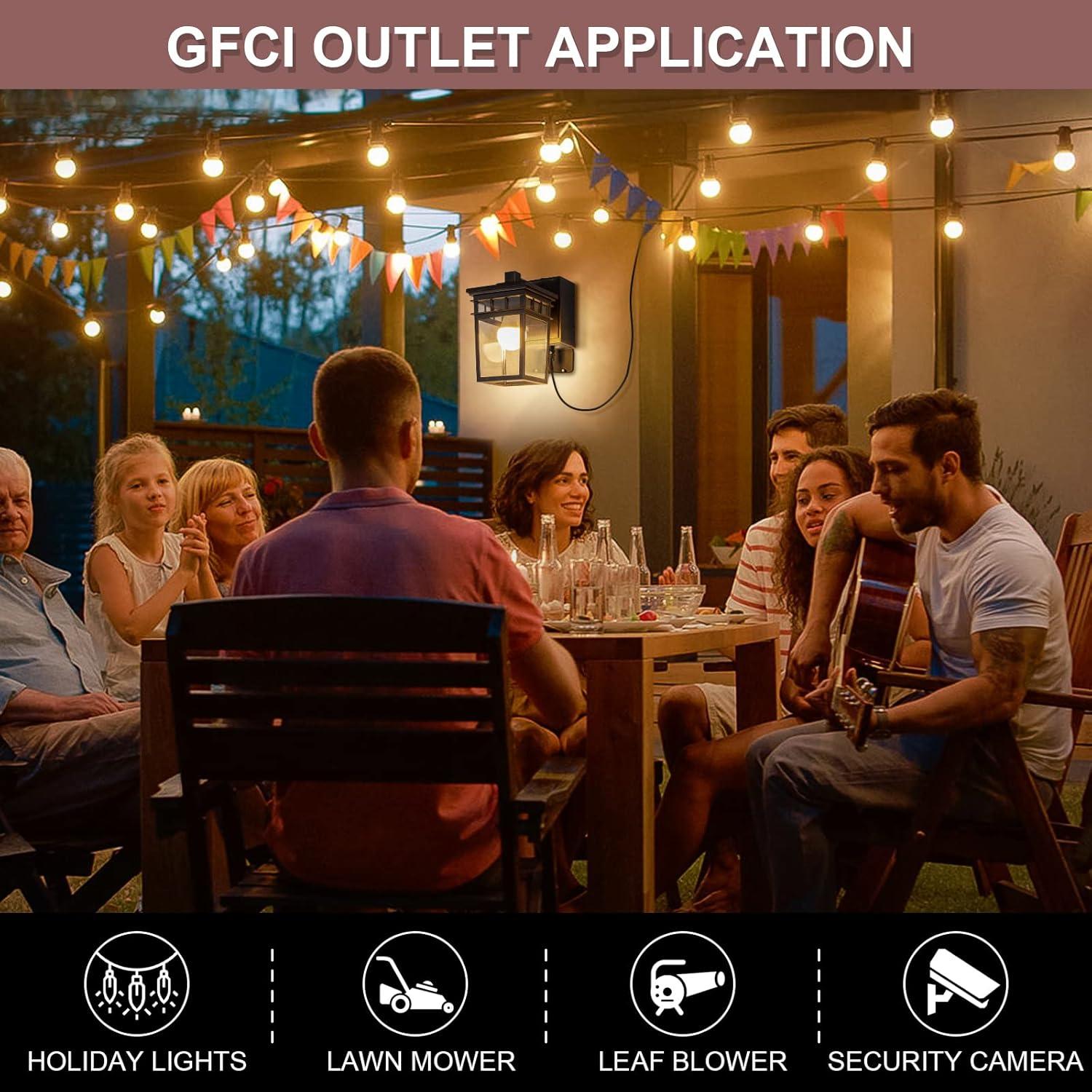 Luz de Pared Exterior FANDBO Dusk to Dawn con Toma GFCI