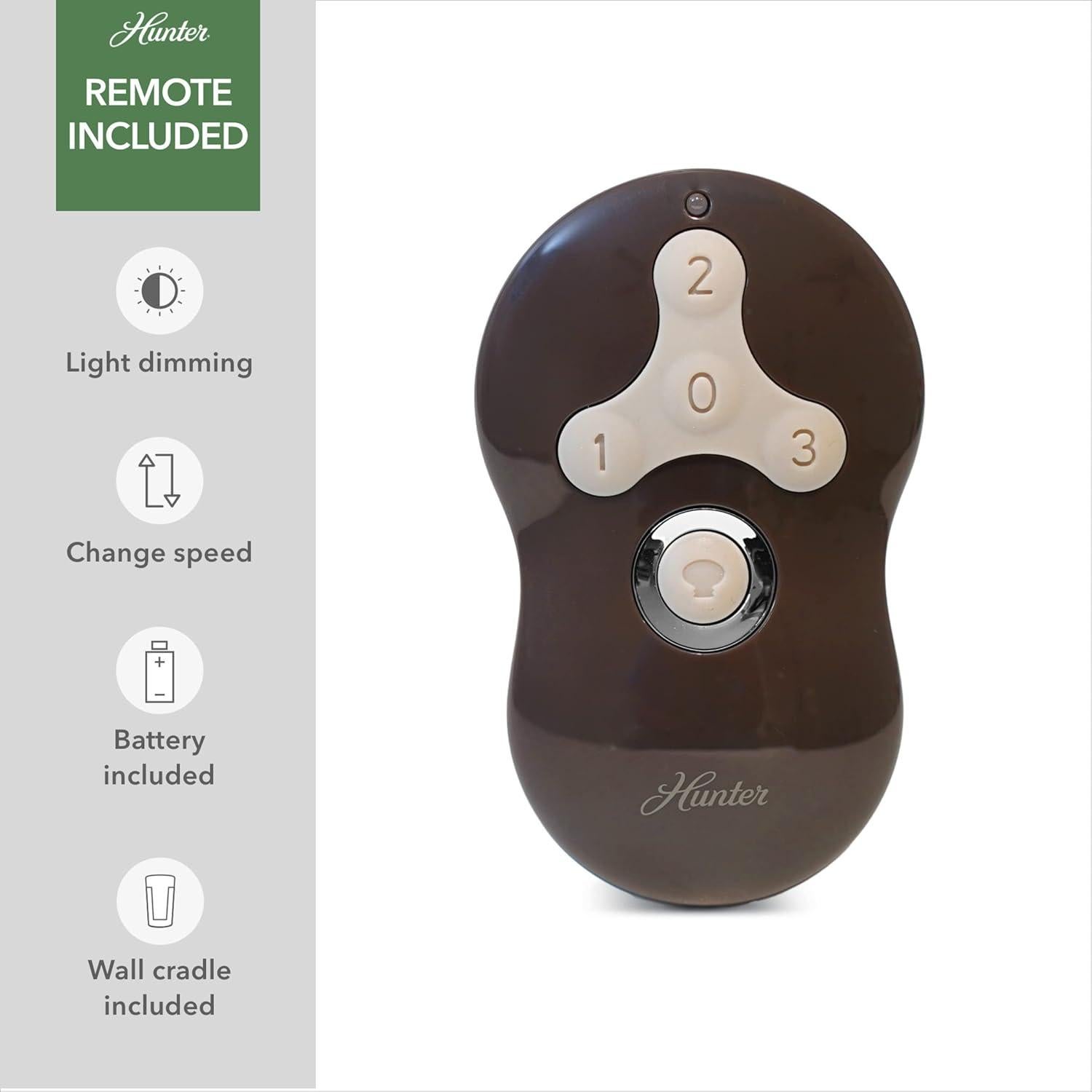 Ventilador de Techo Hunter Sentinel 52" Niquel con Luz LED y Control Remoto