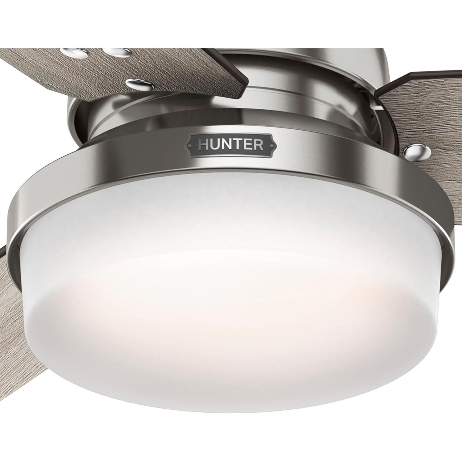 Ventilador de Techo Hunter Sentinel 52" Niquel con Luz LED y Control Remoto