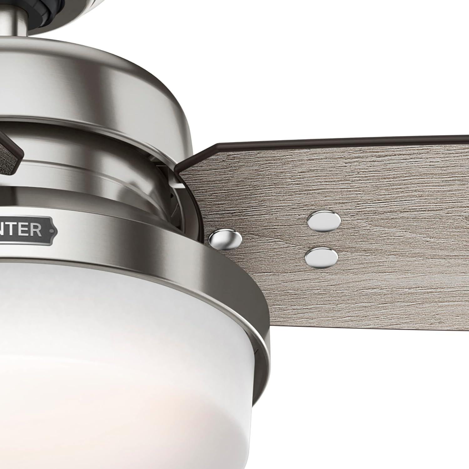 Ventilador de Techo Hunter Sentinel 52" Niquel con Luz LED y Control Remoto