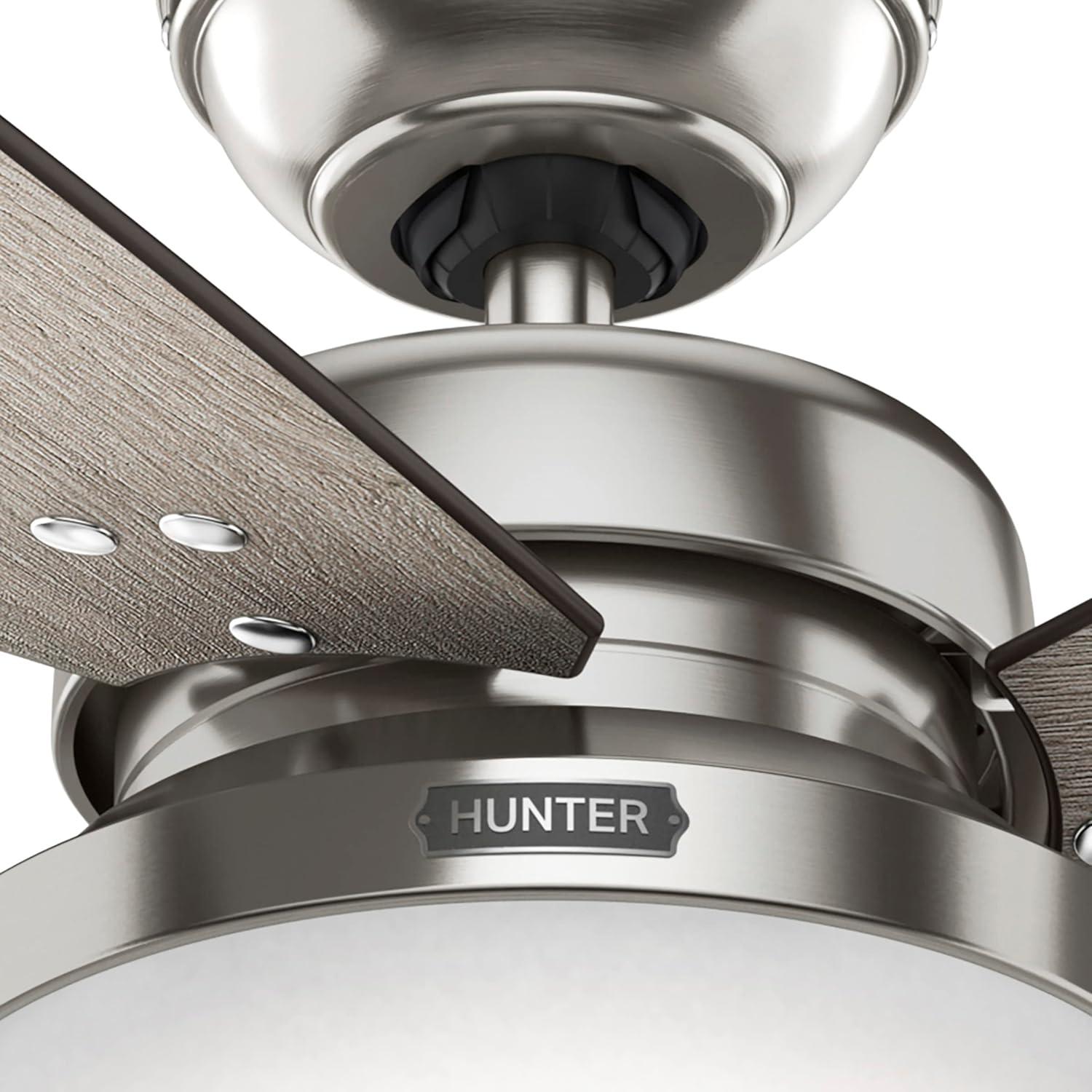 Ventilador de Techo Hunter Sentinel 52" Niquel con Luz LED y Control Remoto