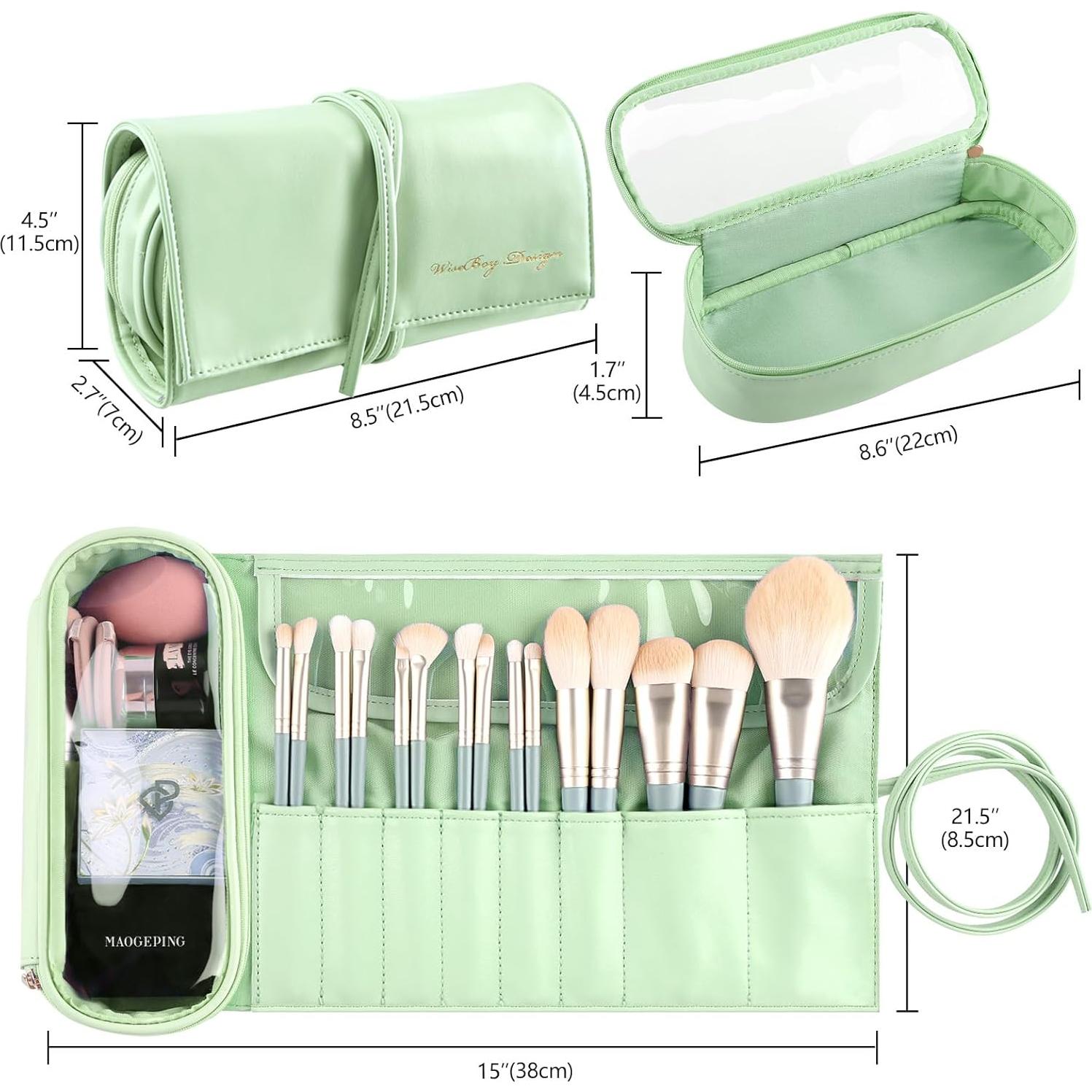 Bolsa de Brochas de Maquillaje WiseBoy Verde, Organizador Viaje