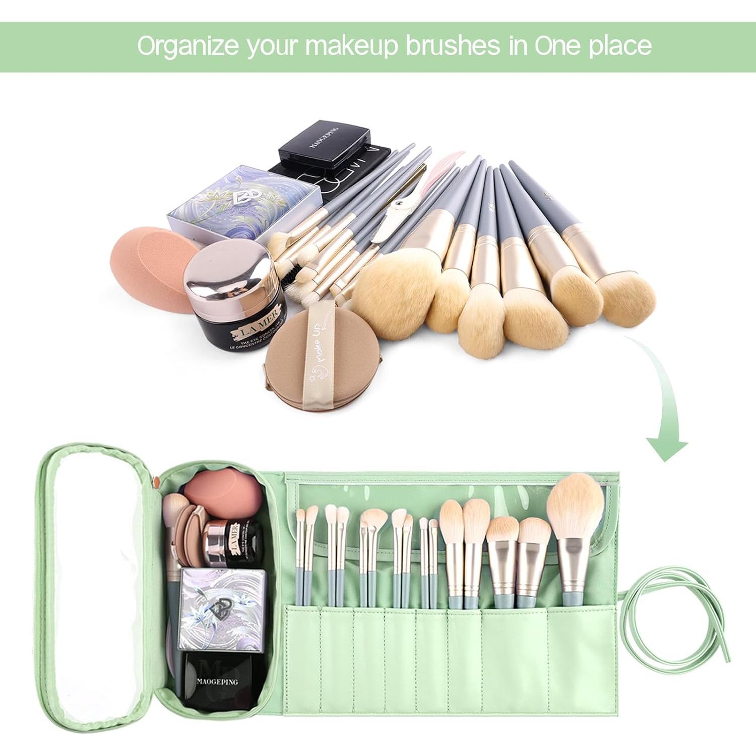 Bolsa de Brochas de Maquillaje WiseBoy Verde, Organizador Viaje