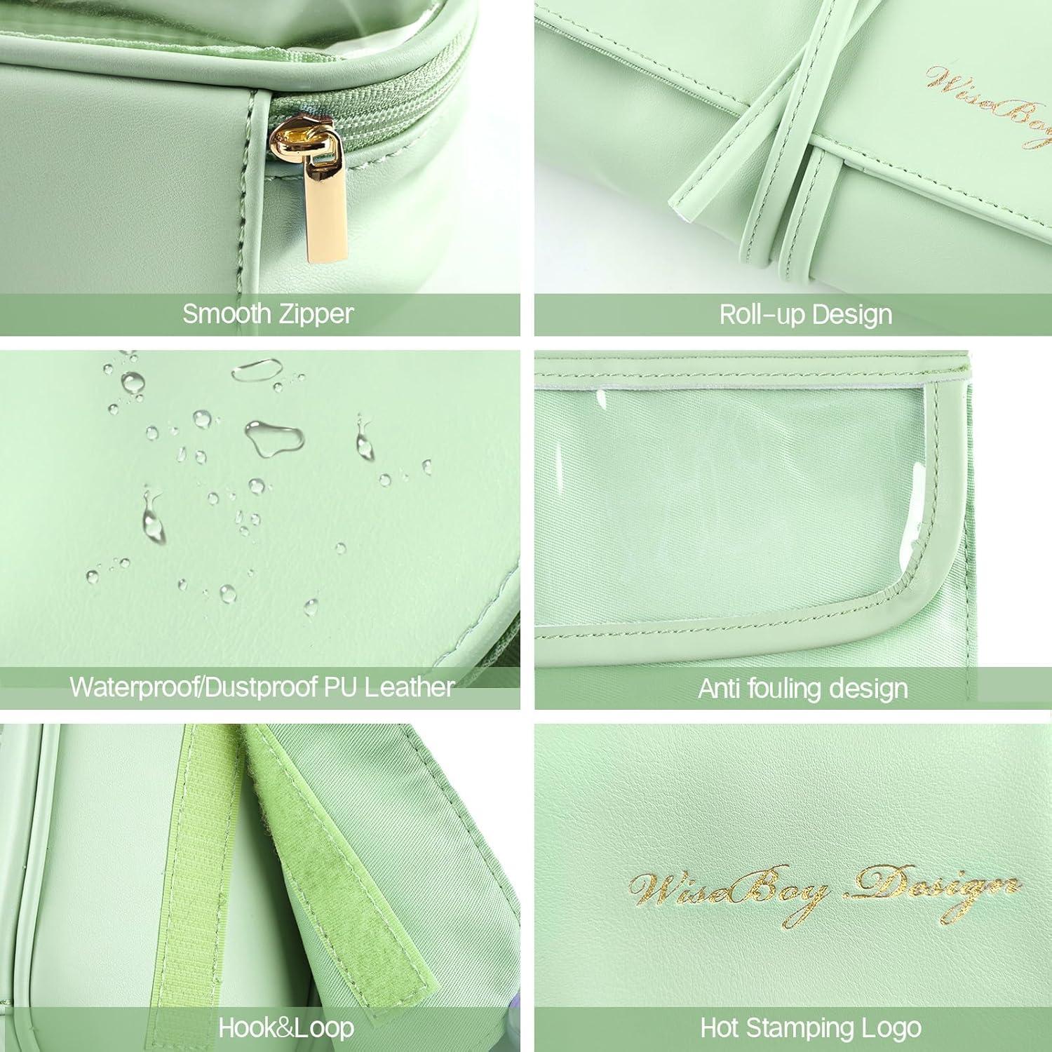 Bolsa de Brochas de Maquillaje WiseBoy Verde, Organizador Viaje
