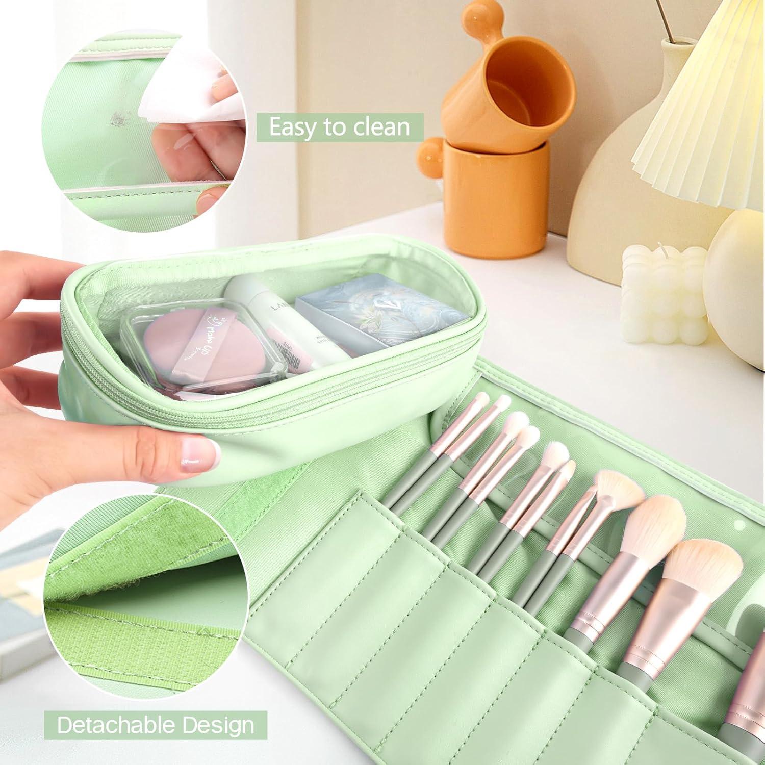 Bolsa de Brochas de Maquillaje WiseBoy Verde, Organizador Viaje