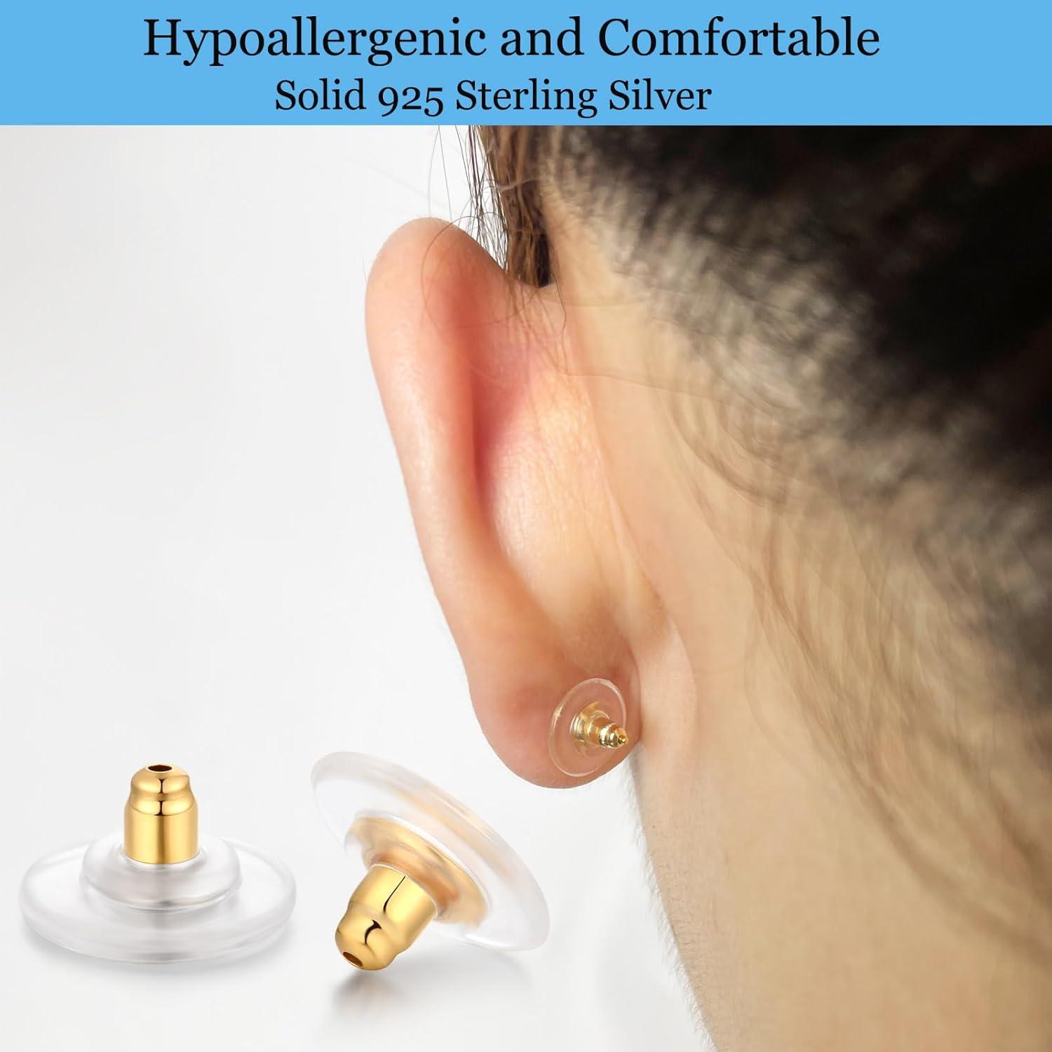 3 Pares Cierres de Pendientes de Seguridad Kerryjewl Plata 925 Oro