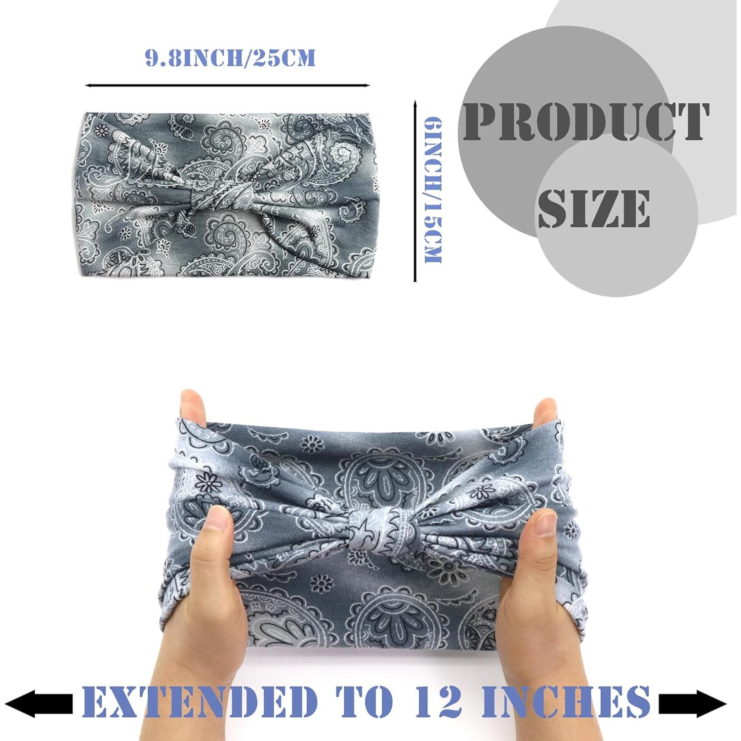 Diademas Boho FULZTEY para Mujeres 4Pcs Estampadas Algodón