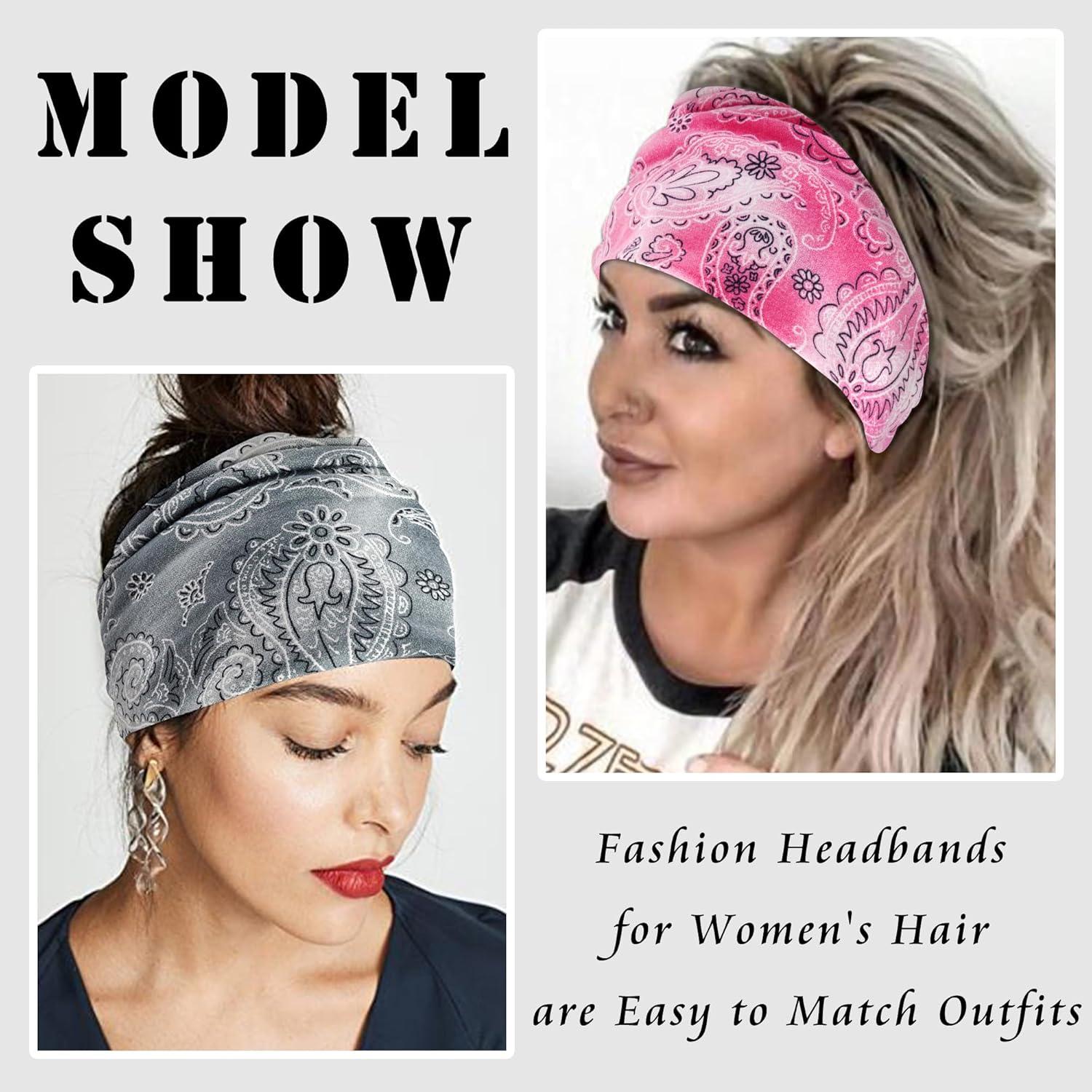 Diademas Boho FULZTEY para Mujeres 4Pcs Estampadas Algodón