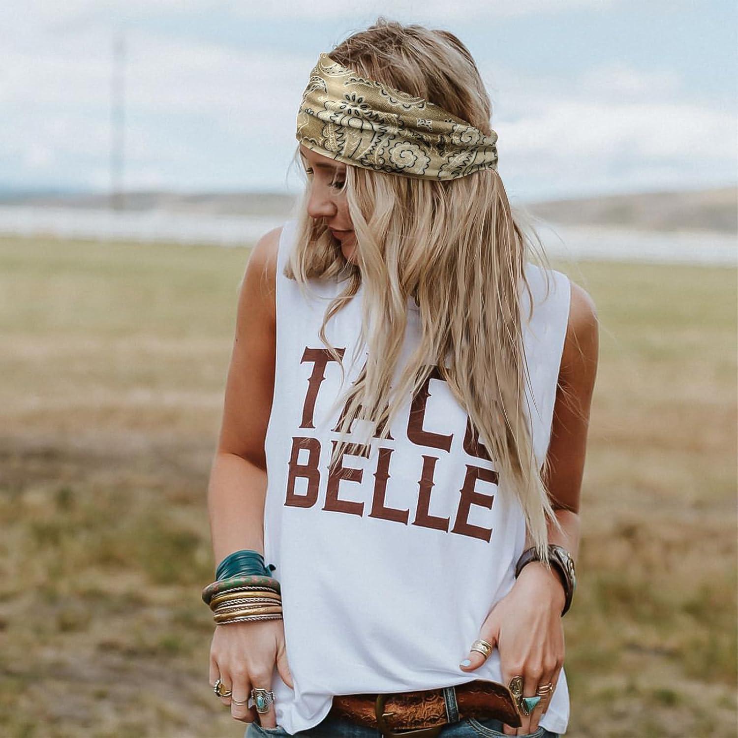 Diademas Boho FULZTEY para Mujeres 4Pcs Estampadas Algodón