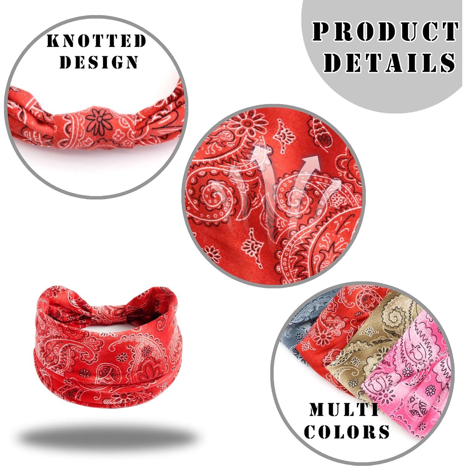 Diademas Boho FULZTEY para Mujeres 4Pcs Estampadas Algodón