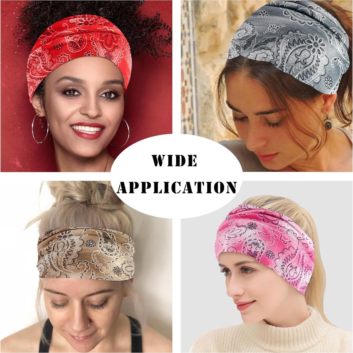 Diademas Boho FULZTEY para Mujeres 4Pcs Estampadas Algodón