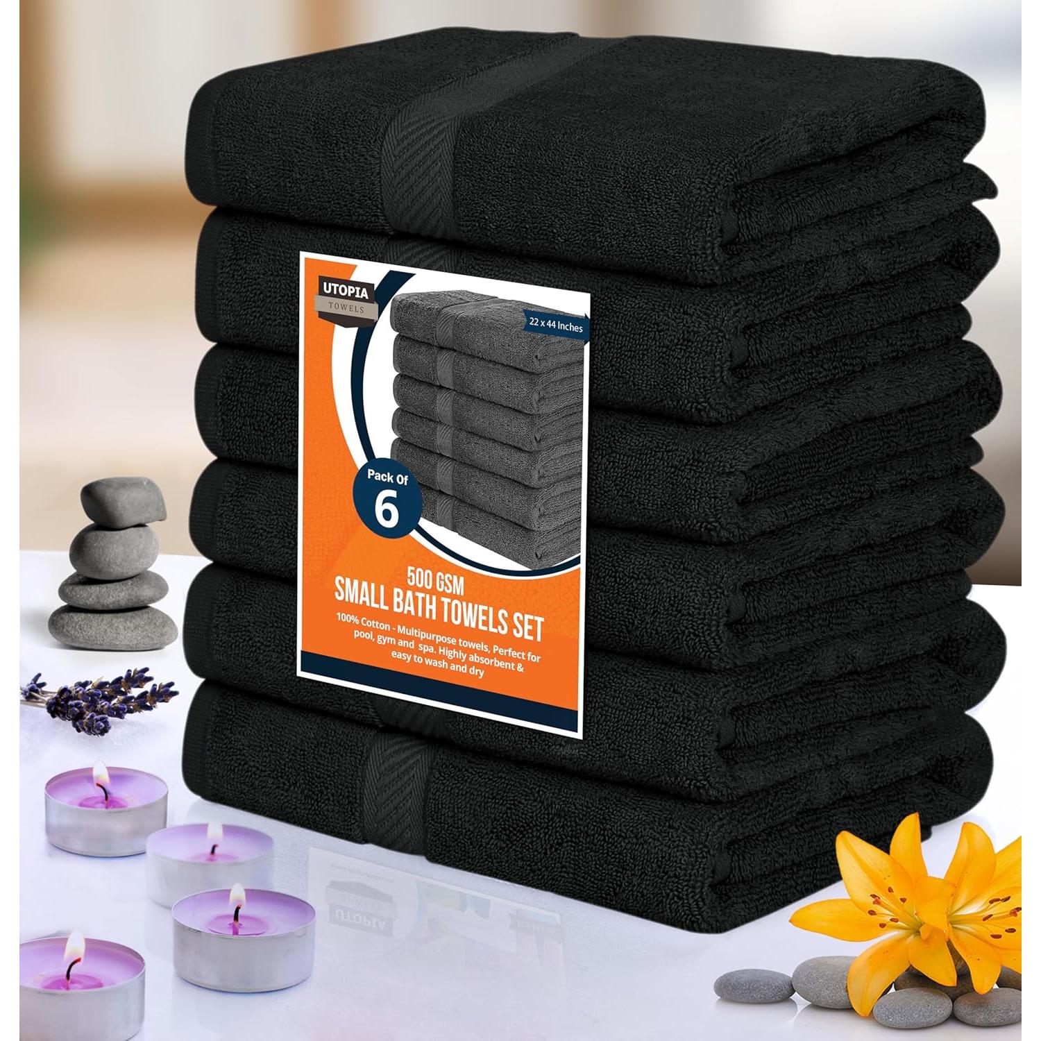 Juego de Toallas de Baño Utopia 6 Piezas 56x112 cm 100% Algodón Negro