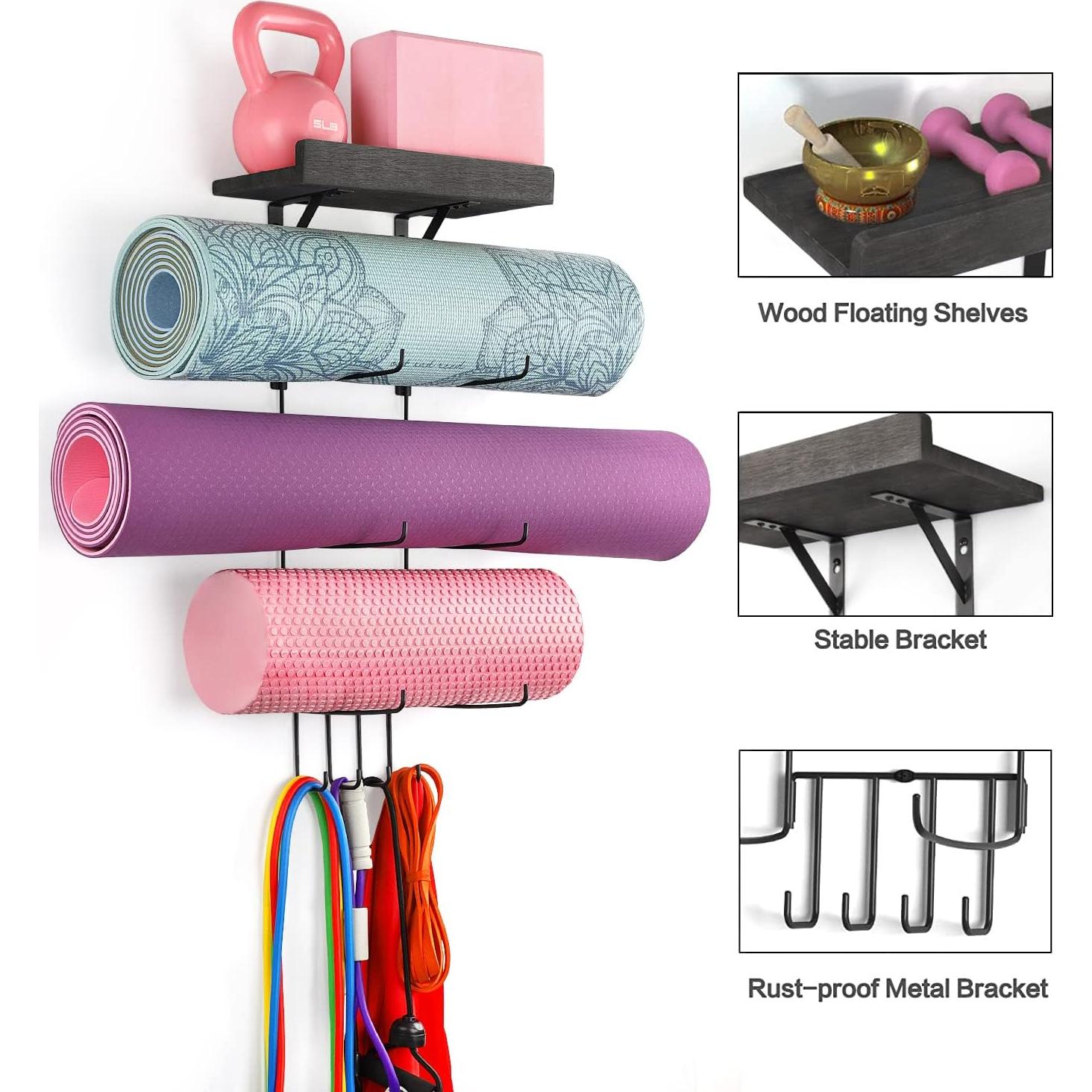 Soporte para Esteras de Yoga VINAEMO Montaje en Pared 3 Estantes