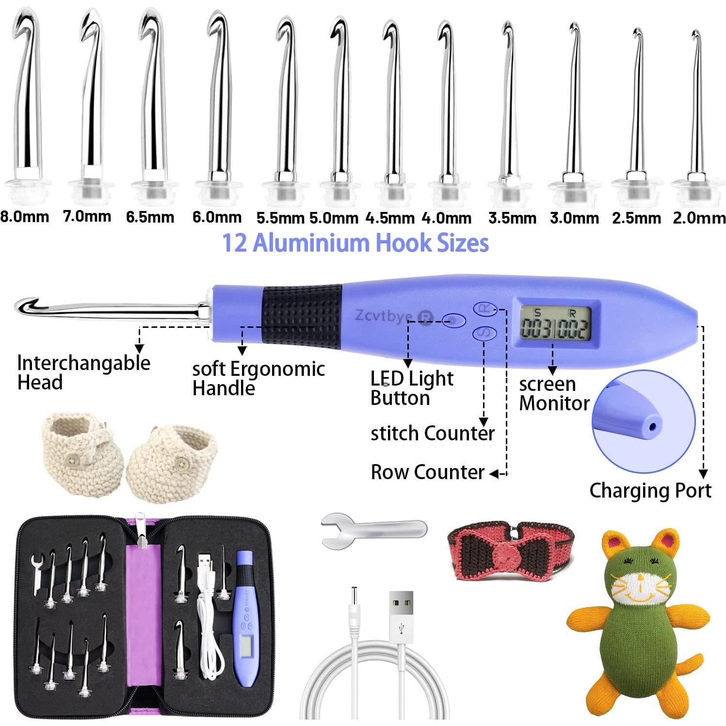 Juego de Ganchillos HCBZVV con Luz y Contador Digital, 12 Piezas