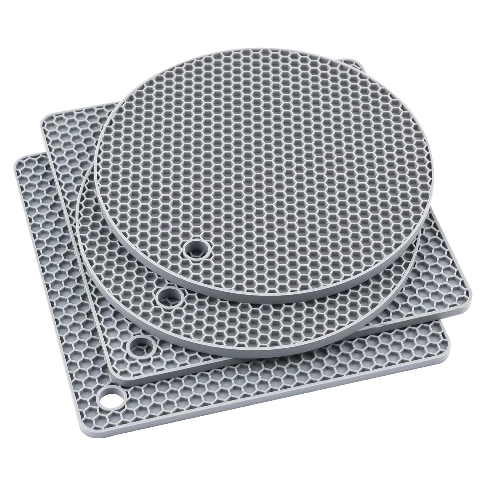 Trivetes de Silicona Nstezrne Set de 4 Gris Claro Multiusos