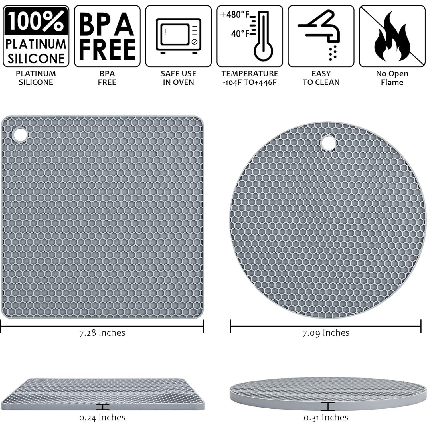 Trivetes de Silicona Nstezrne Set de 4 Gris Claro Multiusos